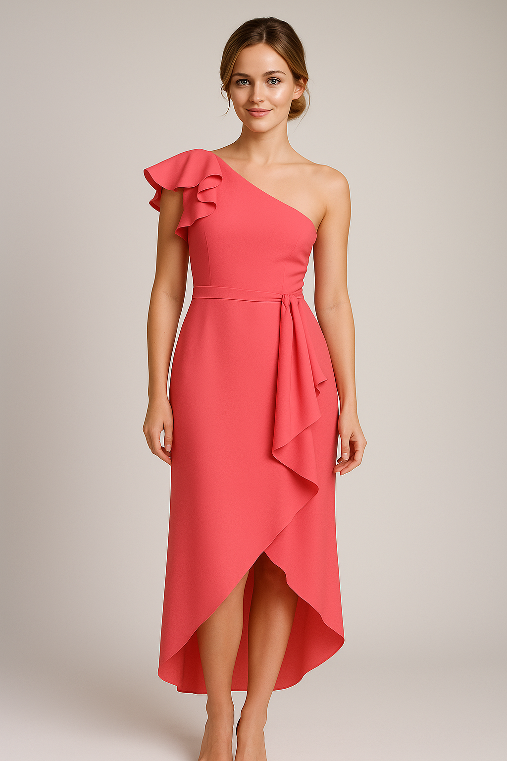 Vestito Donna Elegante Asimmetrico con Rouches - Ideale per Cerimonie e Occasioni Speciali - - abito abito asimmetrico abito con rouches abito donna abito spalla unica abito versatile asimmetrico design irregolare donna dresses look elegante moda femminile rouches silhouette taillèe tessuto di alta qualità vestito per eventi formali - Concept Palermo