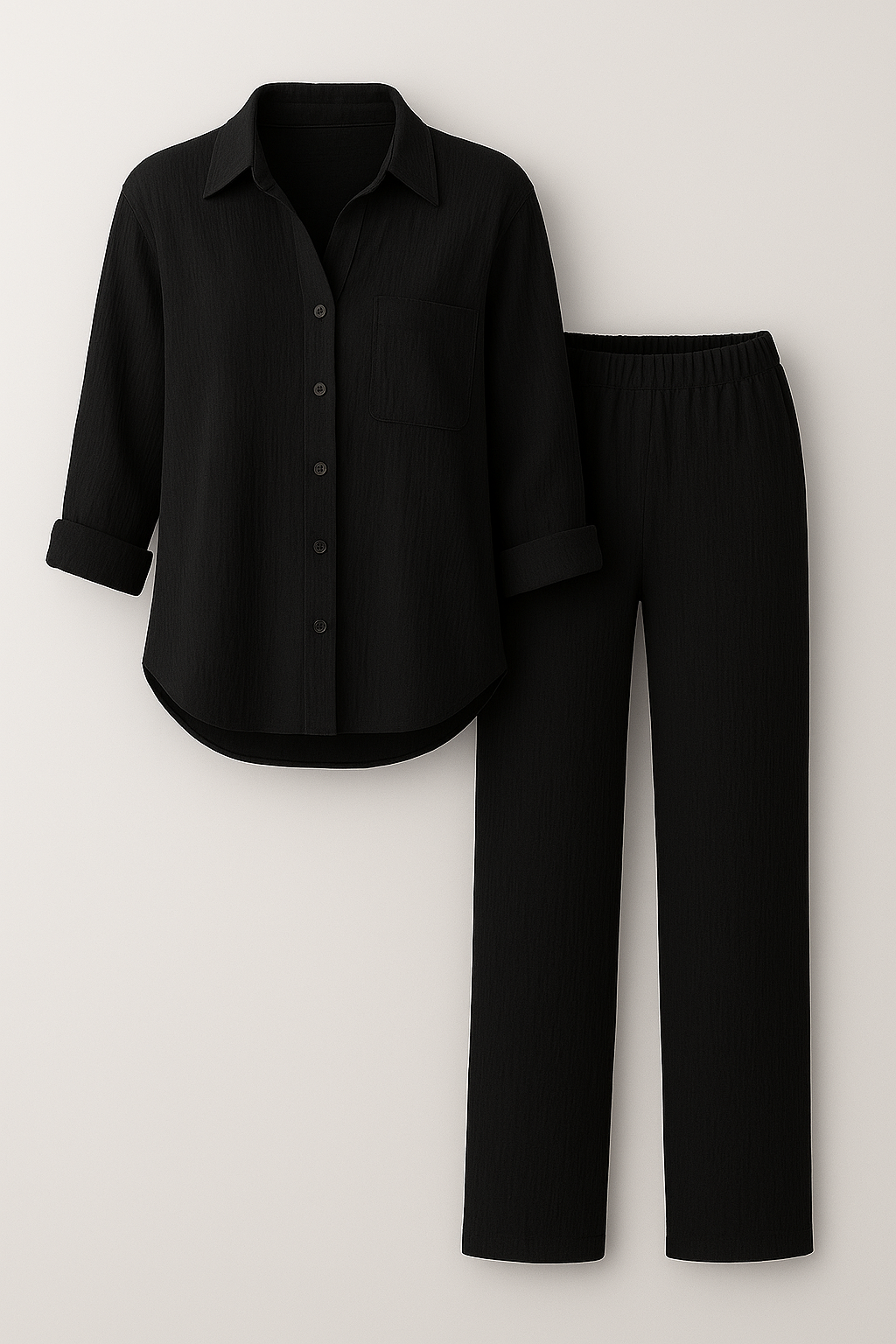 Completo Estivo Donna Casual in Cotone Leggero - Top Senza Maniche & Pantaloncini Comodi - Nero - abbigliamento estivo elegante abbigliamento leggero camicia e pantaloni casual design classico abbigliamento donne estivo estivo casual moda femminile outfit estivo casual outfit sets pantaloni comodi set due pezzi donna set estivo donne stile estivo - Concept Palermo