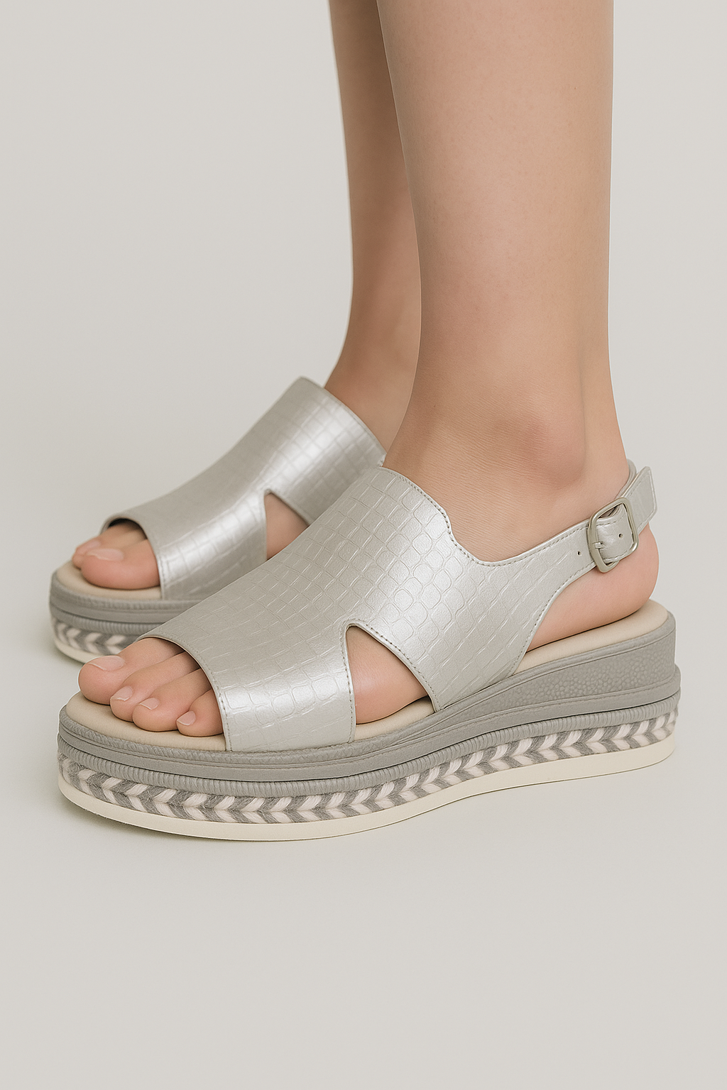 Sandali dorati con plateau, stampa cocco e suola in corda Pelle Uomo - - cocco corda dorati Frauen Sandalen pelle plateau sandali sandali dorati sandals SUMMER - Concept Palermo