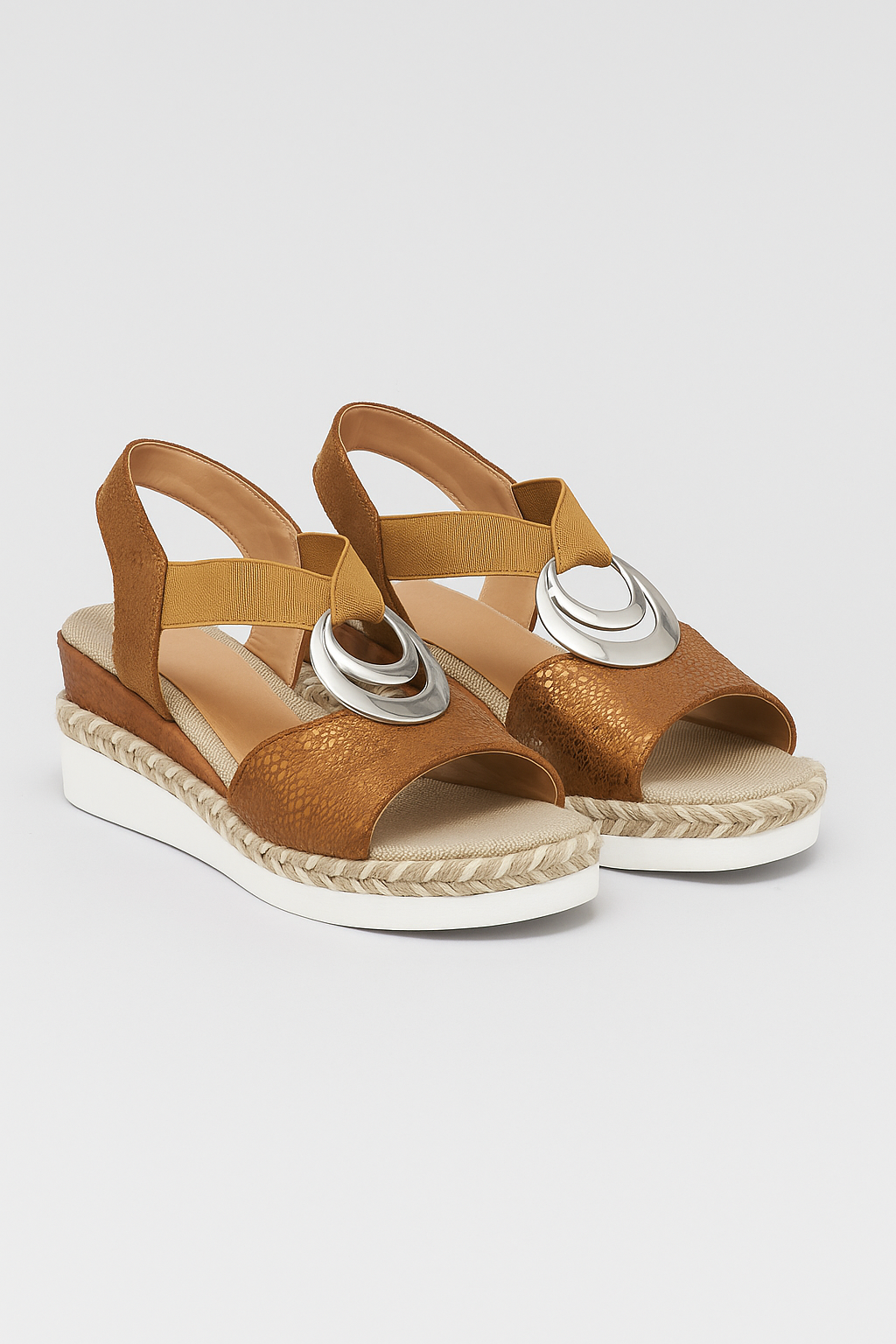 Sandali Uomo Neri Platform in Pelle Sintetica con Fascia Elastica e Anello Metallico - Marrone - anello elastica fascia lenta metallizzato platforme sandalen sandali sandali platforme sandals schoenen - Concept Palermo