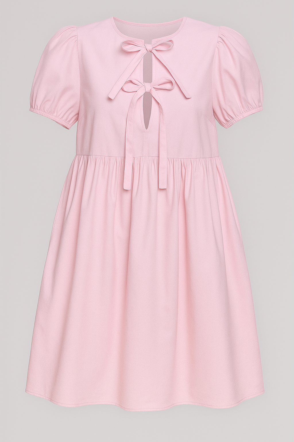 Abito Donna con Maniche a Palloncino - Rosa - abito abito casual abito chic abito da festa abito donna abito elegante donna dresses fiocco anteriore maniche maniche a palloncino moda femminile palloncino stile versatile tessuto traspirante varianti di colore - Concept Palermo