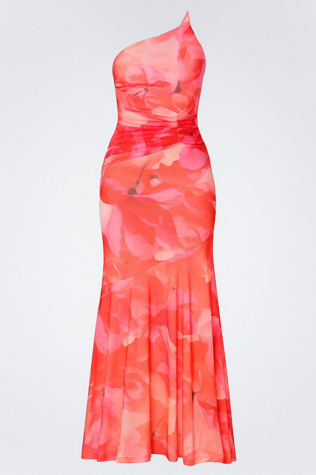Abito da Donna con Spallina Unica - Rosa - abito Abito alla Moda Abito con Orlo Lungo Abito da Cerimonia abito donna Abito Elegante Abito Maxi Corpetto Arricciato donna Dress con Spallina Unica dresses Materiale in Poliestere spallina Stile Elegante unica Vestito Fashion - Concept Palermo