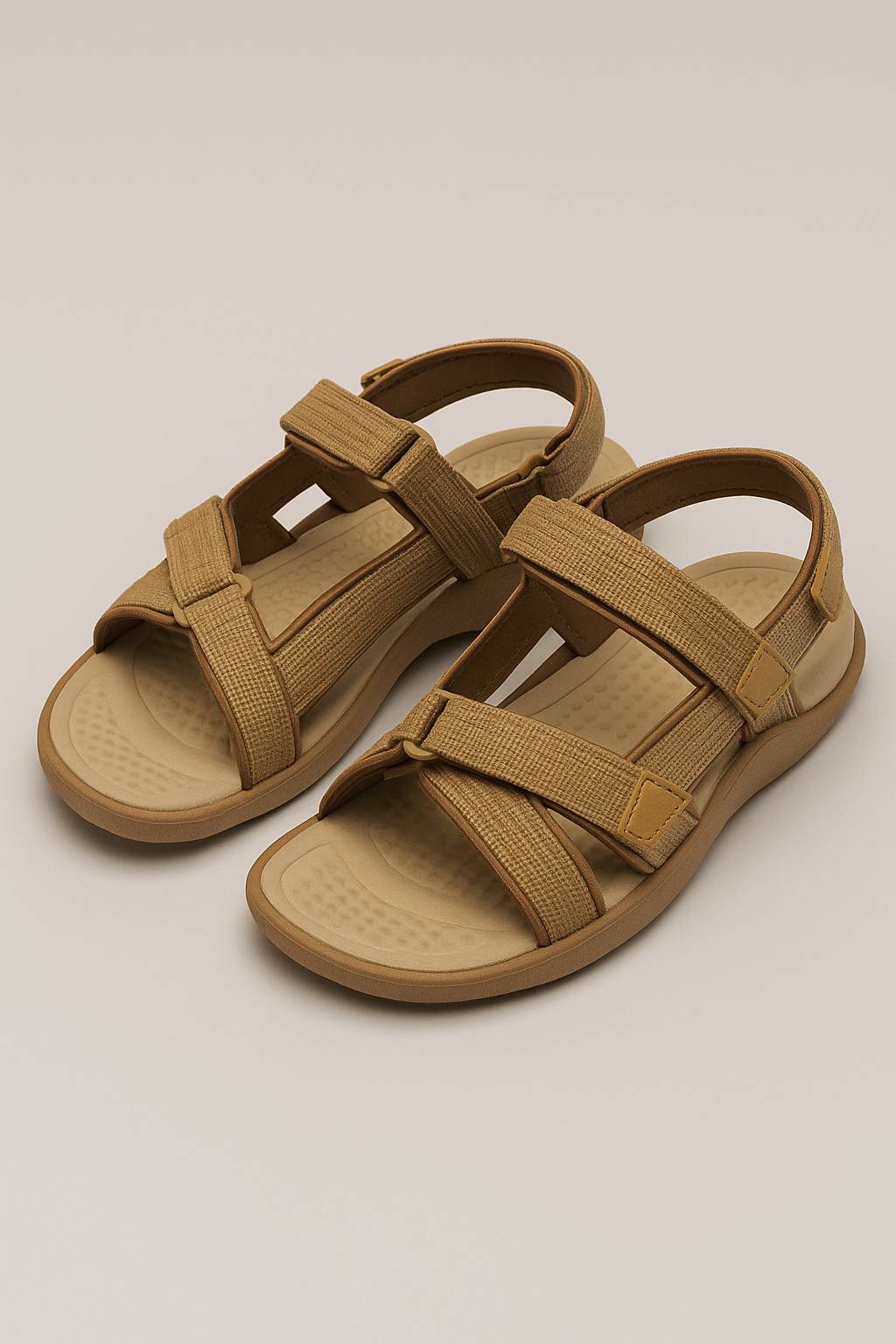 Comodi sandali da esterno con chiusura in velcro per donna - Beige - africa beige casual chiusura comodi comodi sandali donna esterno flat massage sandali sandals Thailand velcro women womens - Concept Palermo