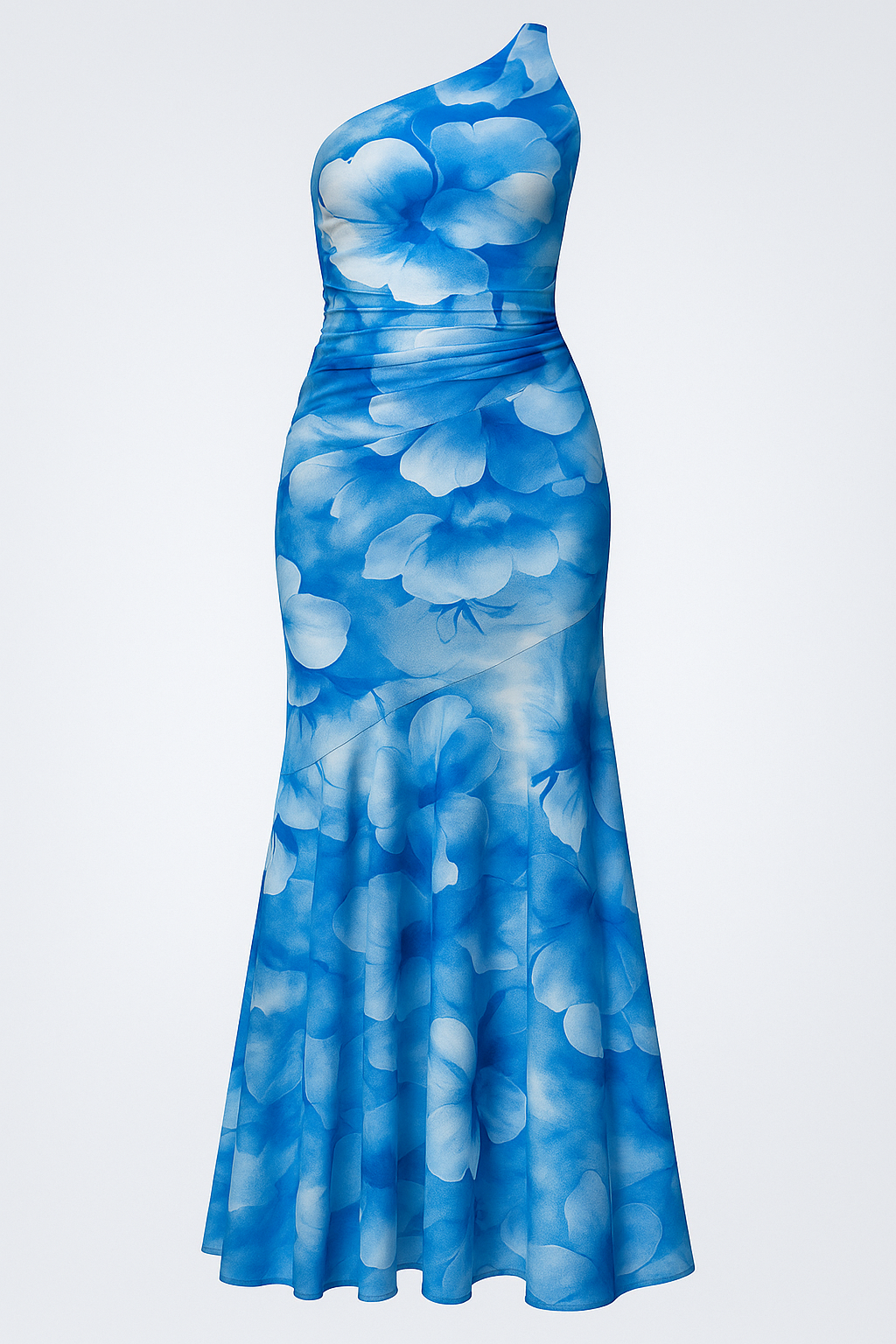 Abito da Donna con Spallina Unica - Blu - abito Abito alla Moda Abito con Orlo Lungo Abito da Cerimonia abito donna Abito Elegante Abito Maxi Corpetto Arricciato donna Dress con Spallina Unica dresses Materiale in Poliestere spallina Stile Elegante unica Vestito Fashion - Concept Palermo