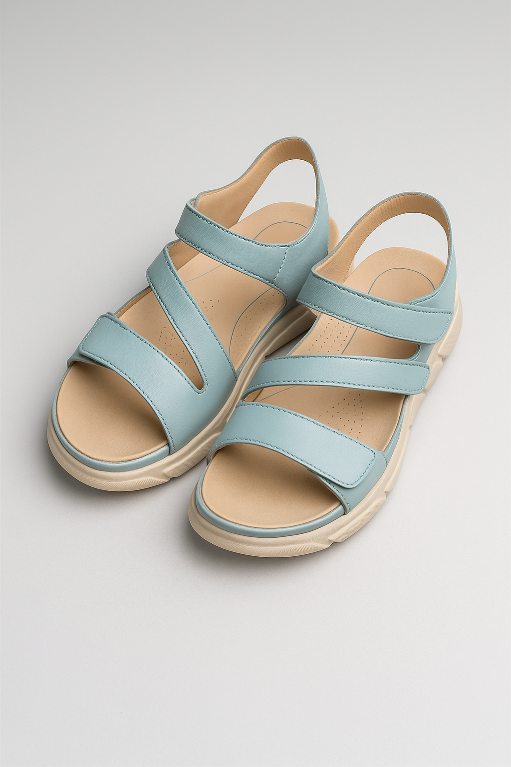 Sandali Donna Neri in Vera Pelle con Zeppa Bassa Comoda – Eleganti Estivi - Blue chiaro - comodi donna everyday sandals Ladies Sandals sandali sandali donna sandals walking sandals - Concept Palermo