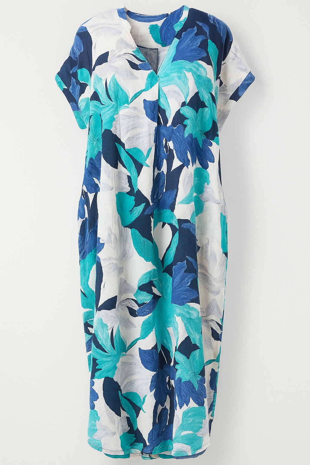 Vestito Midi Floreale Donna Elegante Estivo per Cerimonia, Festa, Cocktail - Vari Colori e Taglie - Blu - abito abito donna abito elegante abito floreale abito leggero abito romantico abito senza maniche abito versatile donna dresses eleganza femminile floreale moda boho-chic stampa vestito da cerimonia vestito primaverile - Concept Palermo
