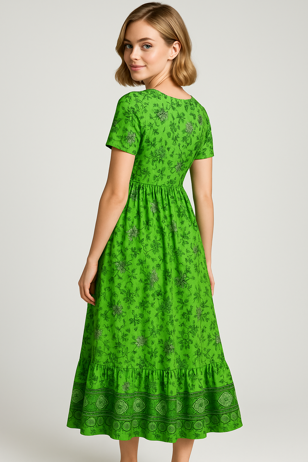 Abito Estivo Floreale Donna Scollo a V in Cotone Leggero - - abito abito casual abito estivo abito floreale cotone donna dresses estivo floreale looks estivi moda casual moda estiva scollo scollo a V taglie disponibili S-4XL vestito estivo vestito floreale - Concept Palermo