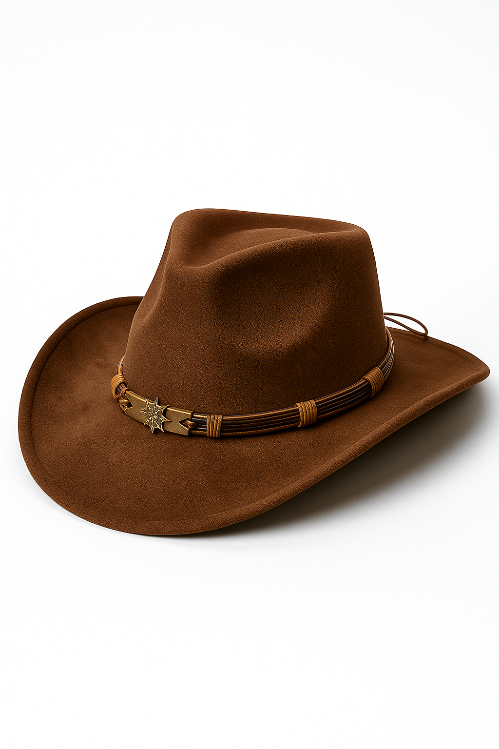 Cappello da Cowboy Classico in Camoscio Marrone con Nastro Decorativo per Uomo - Cioccolato al latte 56CM-59CM - camoscio cappello cappello cowboy cowboy cowboy hat decorativo hat men's hat nastro pelle WOMEN - Concept Palermo