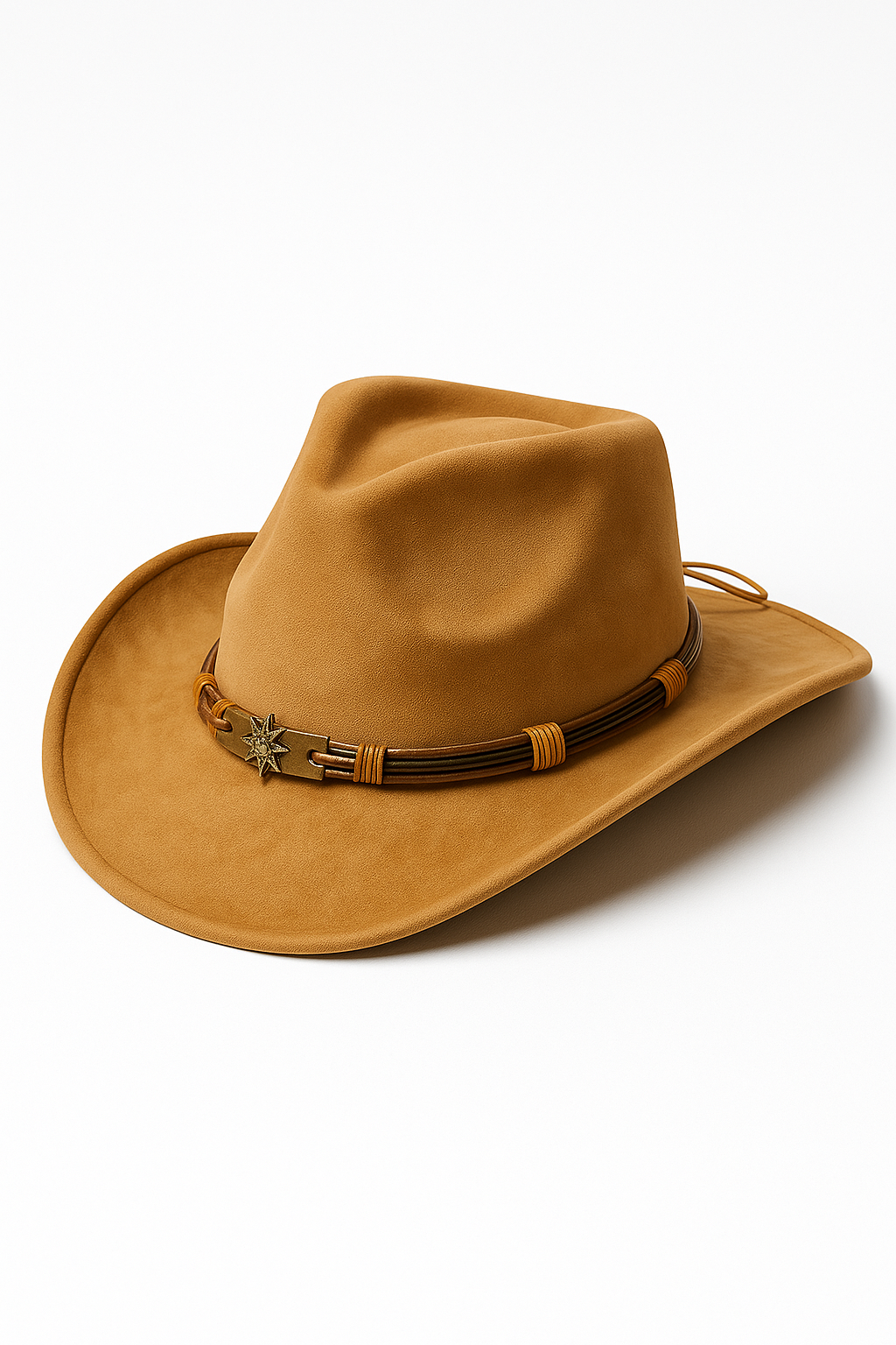 Cappello da Cowboy Classico in Camoscio Marrone con Nastro Decorativo per Uomo - Marrone 56CM-59CM - camoscio cappello cappello cowboy cowboy cowboy hat decorativo hat men's hat nastro pelle WOMEN - Concept Palermo