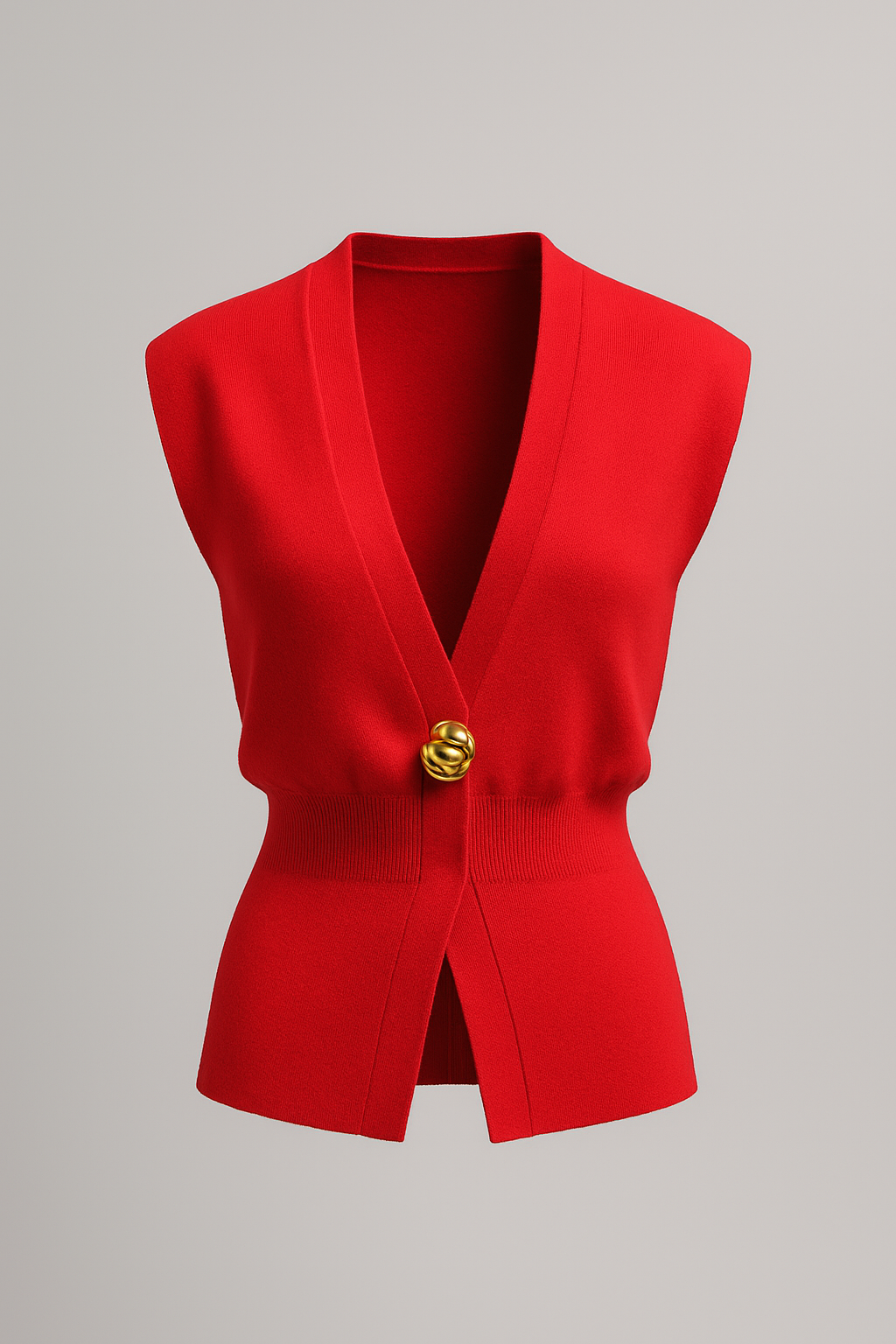 Gilet a maglia per donna con bottone dorato - Rosso - bottone donna fashion gilet gilet maglia Knitted Tops maglia women women's top clothes Womens womens fashion - Concept Palermo