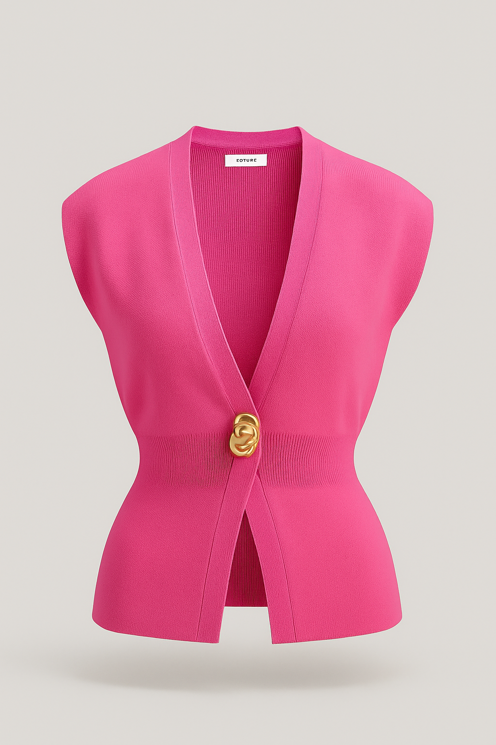 Gilet a maglia per donna con bottone dorato - Rosa - bottone donna fashion gilet gilet maglia Knitted Tops maglia women women's top clothes Womens womens fashion - Concept Palermo
