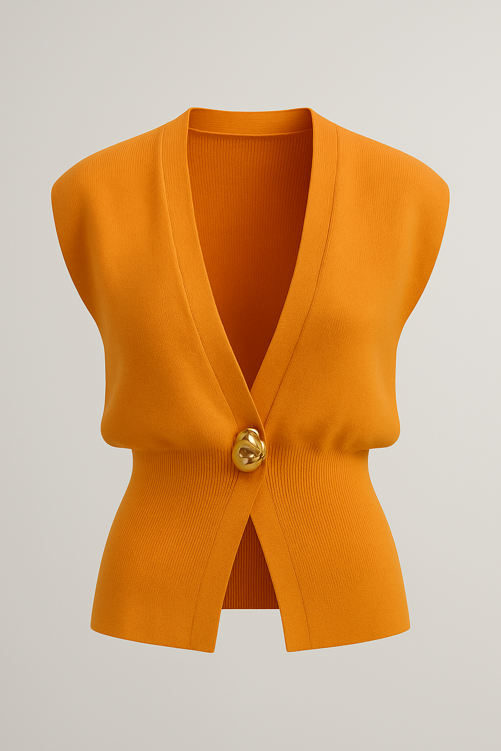Gilet a maglia per donna con bottone dorato - Arancia - bottone donna fashion gilet gilet maglia Knitted Tops maglia women women's top clothes Womens womens fashion - Concept Palermo