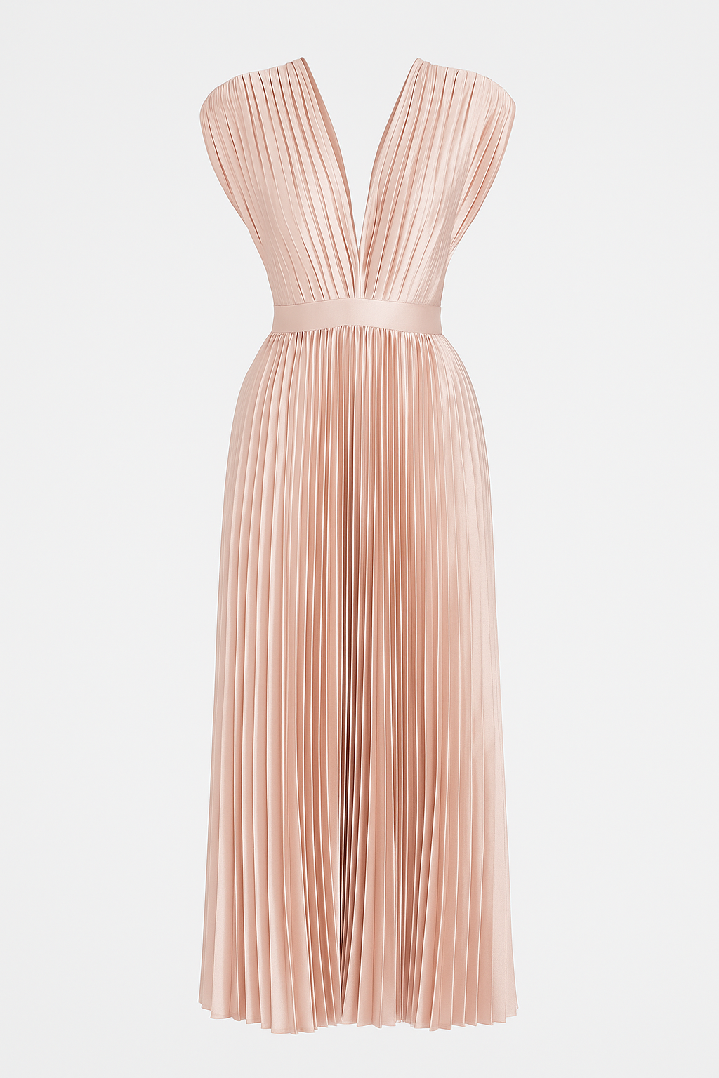 Abito Midi Donna Elegante Plissettato con Scollo a V - Perfetto per Ogni Occasione - Rosa - Abendkleid abito abito midi Cocktailkleid Damen donna dresses Kleider Kurzärmeliges Kleid midi Midikleid Partykleid plissettato Plissiertes Kleid scollo V-Ausschnitt Kleid - Concept Palermo
