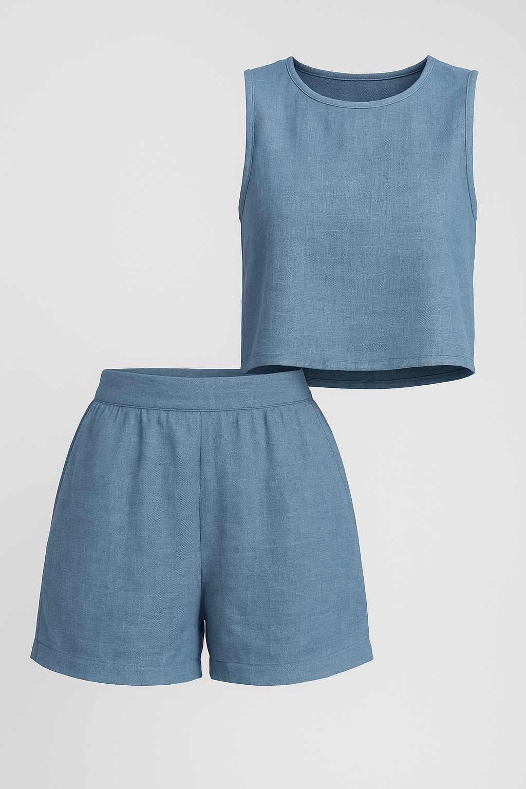 Set estivo senza maniche a due pezzi - Blu - bequeme Shorts elegante Sommermode estivo estivo maniche farblich kombinierbar leichte Bekleidung lässige Anlässe maniche moderne Kleidungsstücke outfit sets pezzi Sommer Outfit Trendige Damenmode zwei-teiliges Set ärmelose Weste - Concept Palermo