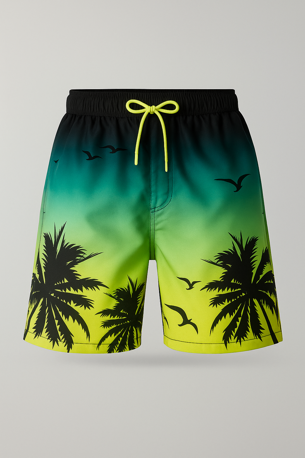 Boxer da uomo con stampa di tramonto tra le palme - Giallo-verde - boxer boxer uomo fashion occasion: summer fashion style: summer palme shorts stampa summer Summer shorts tramonto uomo - Concept Palermo
