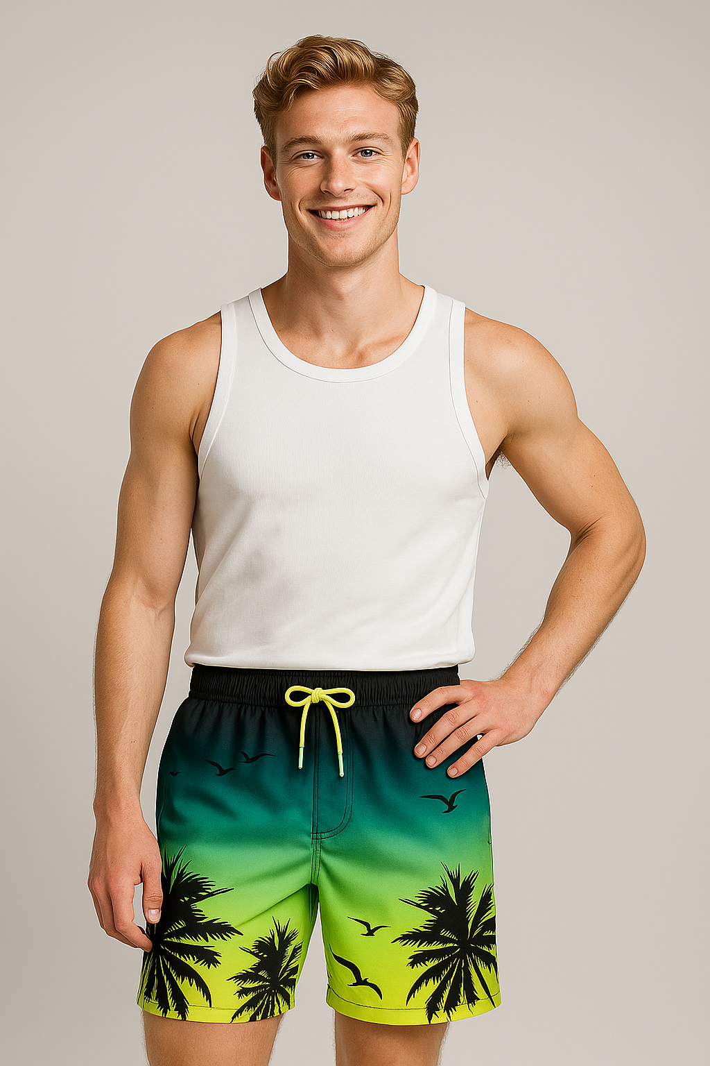 Boxer da uomo con stampa di tramonto tra le palme - - boxer boxer uomo fashion occasion: summer fashion style: summer palme shorts stampa summer Summer shorts tramonto uomo - Concept Palermo