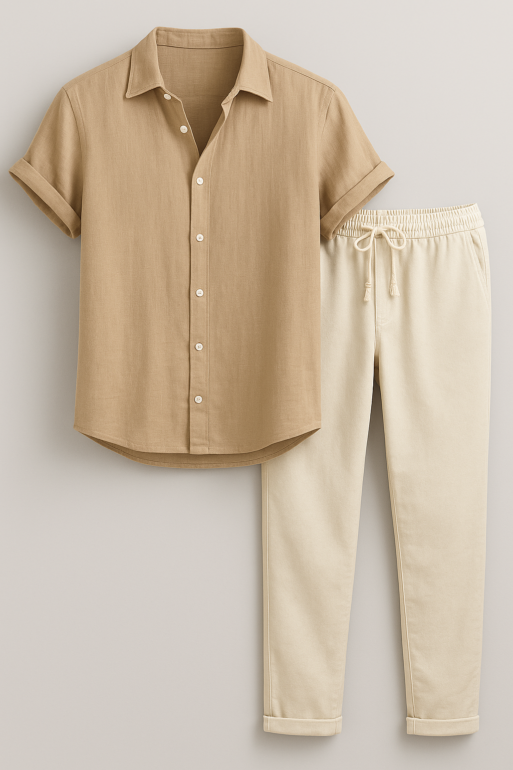 Set Estivo Uomo Completo T-shirt e Pantaloncini Casual Sportivo - Beige - abbigliamento casual uomo abbigliamento estivo elegante camicia leggera uomo estivo estivo uomini indumenti in poliestere moda maschile outfit moderno outfit sets pantaloni lunghi uomo set abbigliamento uomo set estivo uomini uomini vestibilità ampia - Concept Palermo