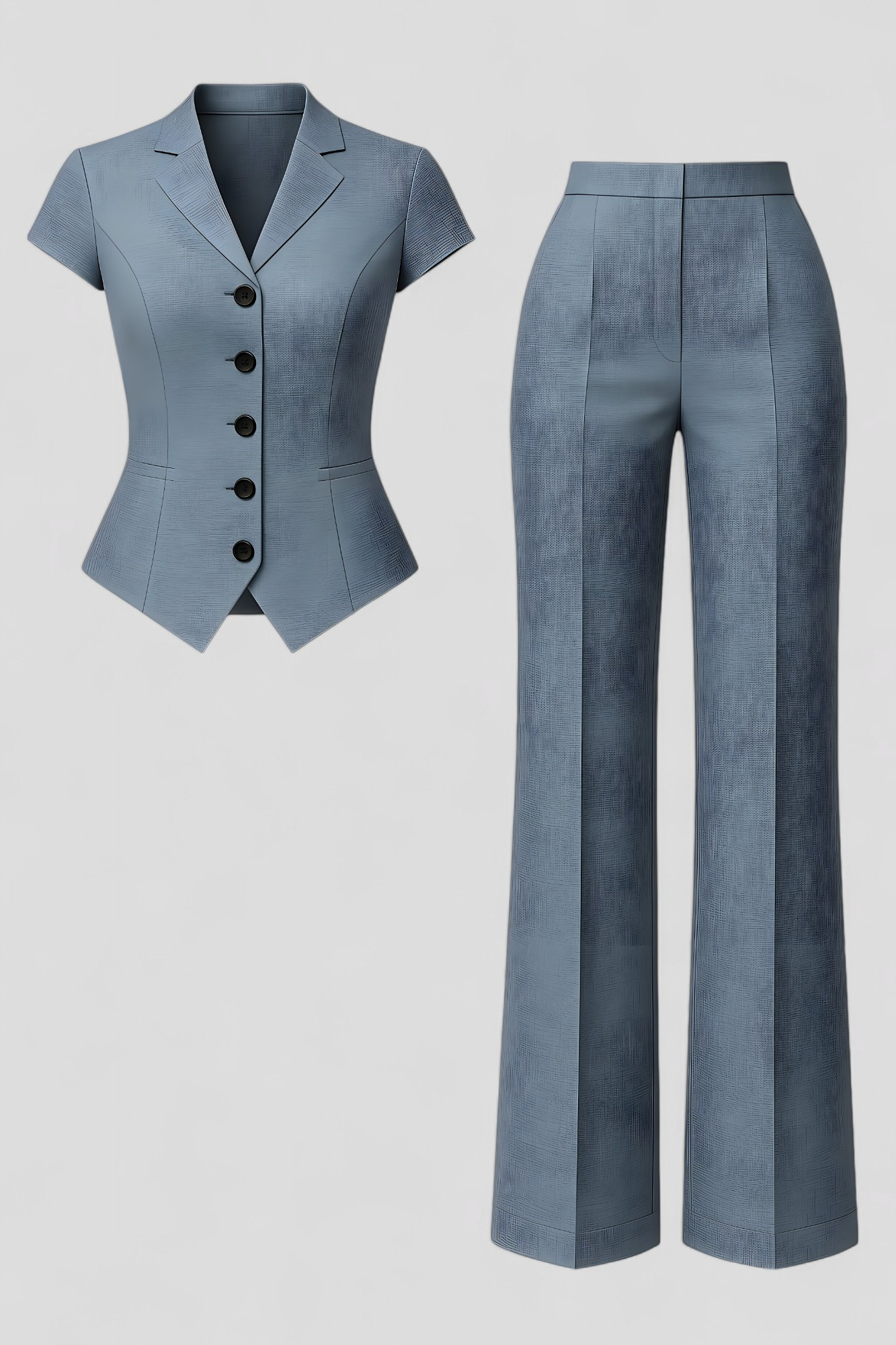Completo Lino Donna Nero Elegante con Top e Pantaloni Vita Alta S-L - Blu - abbigliamento casual comfort ottimale completo completo donna completo elegante donna look elegante materiale leggero moda femminile outfit estivo outfit sets pantaloni pantaloni coordinati set di abbigliamento top con decolté a V - Concept Palermo