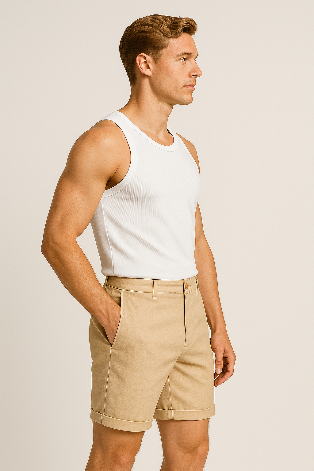 Pantaloncini in lino casual con orlo arrotolato Uomo - - _wf_cus arrotolato casual komfortable Shorts lino orlo pantaloncini pantaloncini lino shorts shorts for men Summer shorts uomo - Concept Palermo