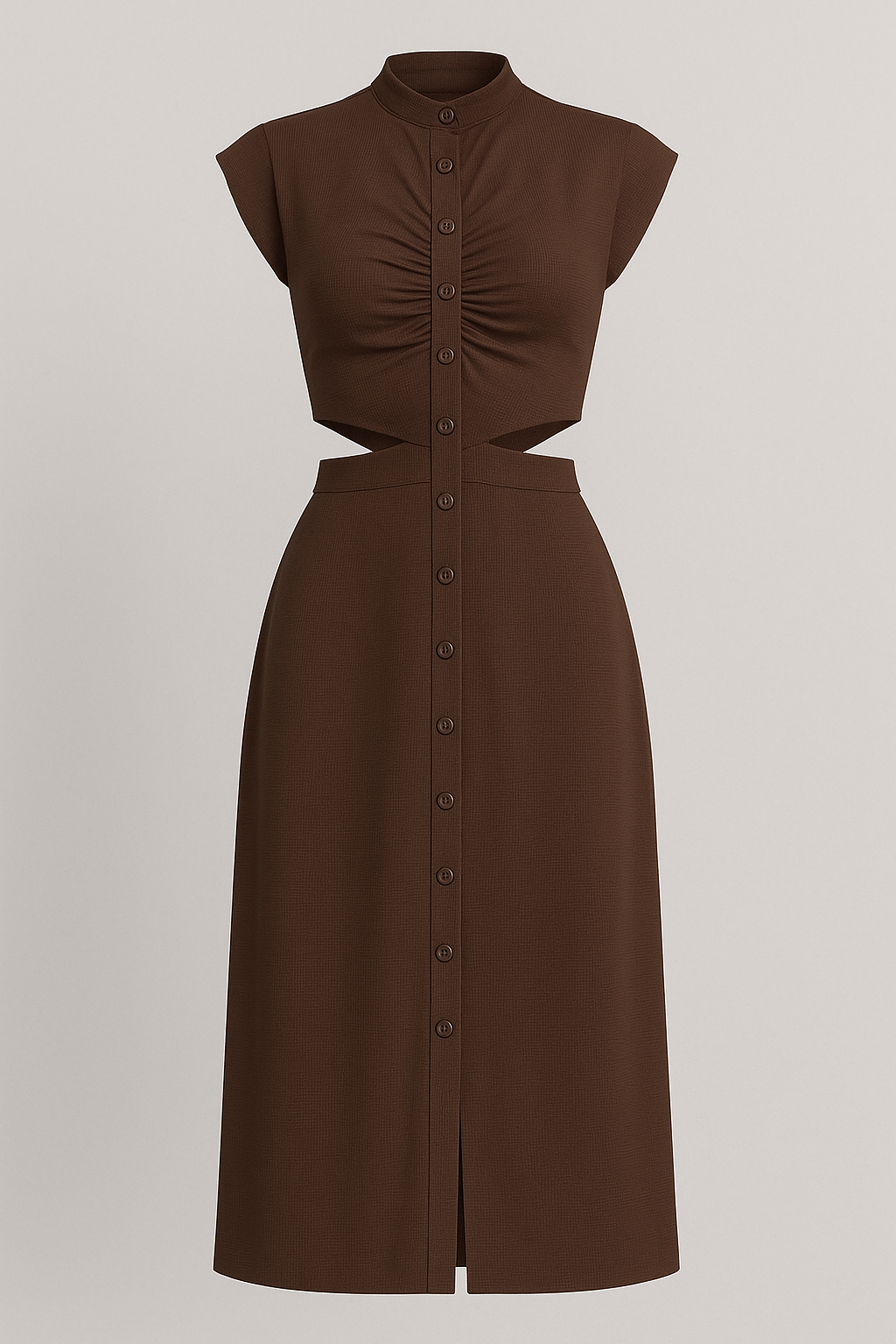 Abito con Maniche a Cappuccio Donna - Marrone - abbigliamento formale abito abito con spacco abito elegante abito maniche cappuccio comfort premium design raffinato donna dresses maniche maniche a cappuccio moda moderna outfit romantico stile sofisticato tunica versatile - Concept Palermo