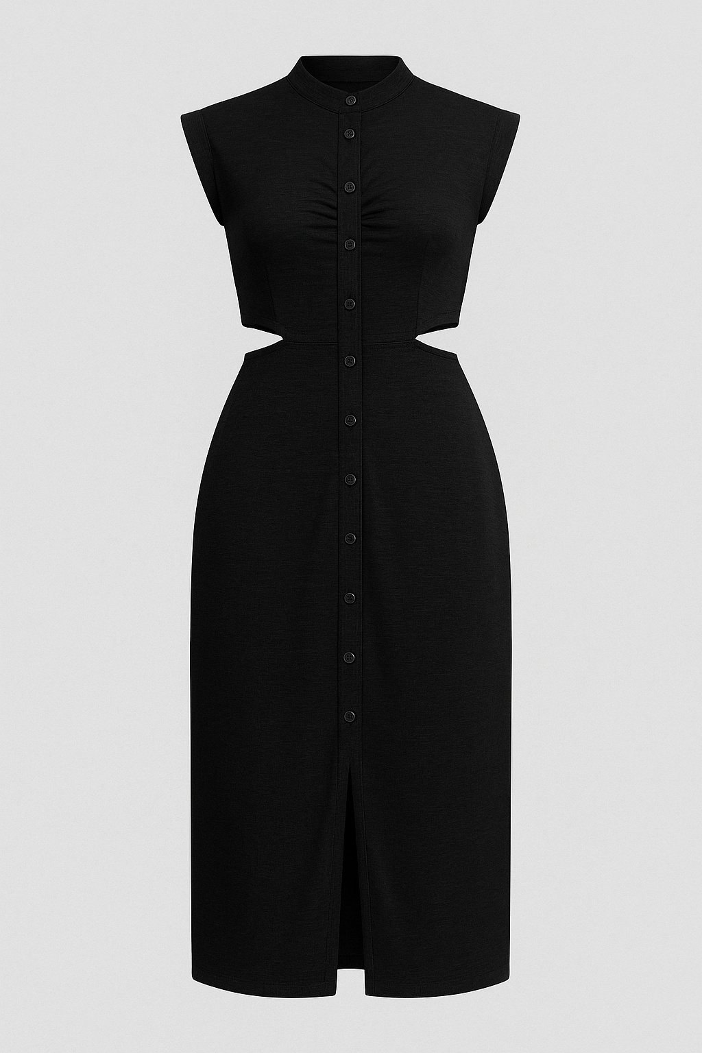 Abito con Maniche a Cappuccio Donna - Nero - abbigliamento formale abito abito con spacco abito elegante abito maniche cappuccio comfort premium design raffinato donna dresses maniche maniche a cappuccio moda moderna outfit romantico stile sofisticato tunica versatile - Concept Palermo