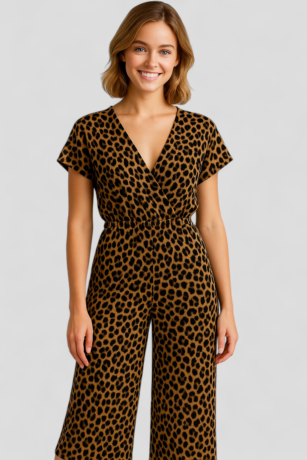 Tuta Donna con Motivo Pantera - - abbigliamento versatile collo a V design pantera donna materiale morbido motivo occasione casual one-pieces pantaloni larghi pantera stile moderno tuta tuta chic tuta donna tuta elegante - Concept Palermo