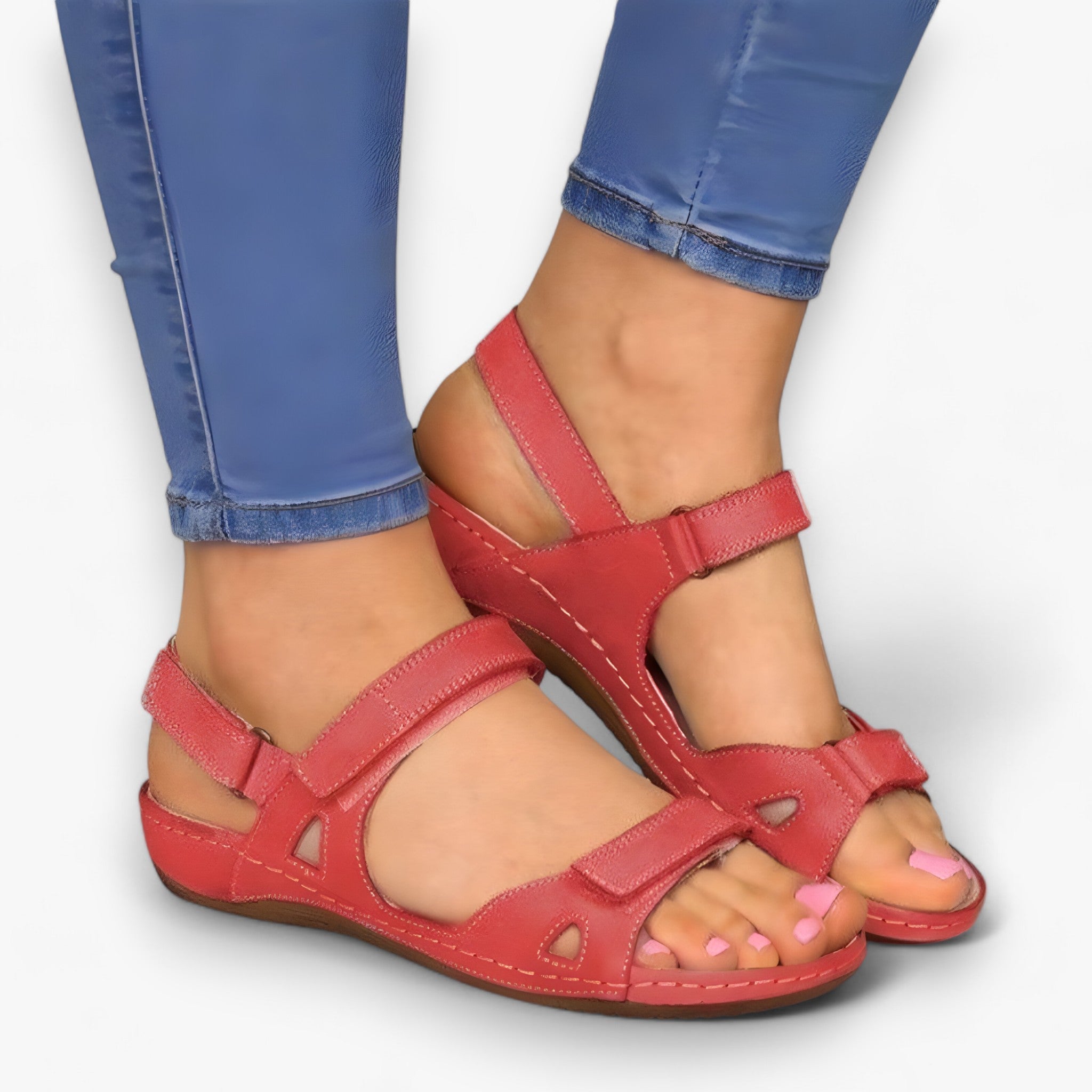 Sandali Ortopedici Uomo in Pelle Nera con Supporto Arco Plantare - Rosso - Footwear ortopedici sandali sandali ortopedici sandals uomo women - Concept Palermo