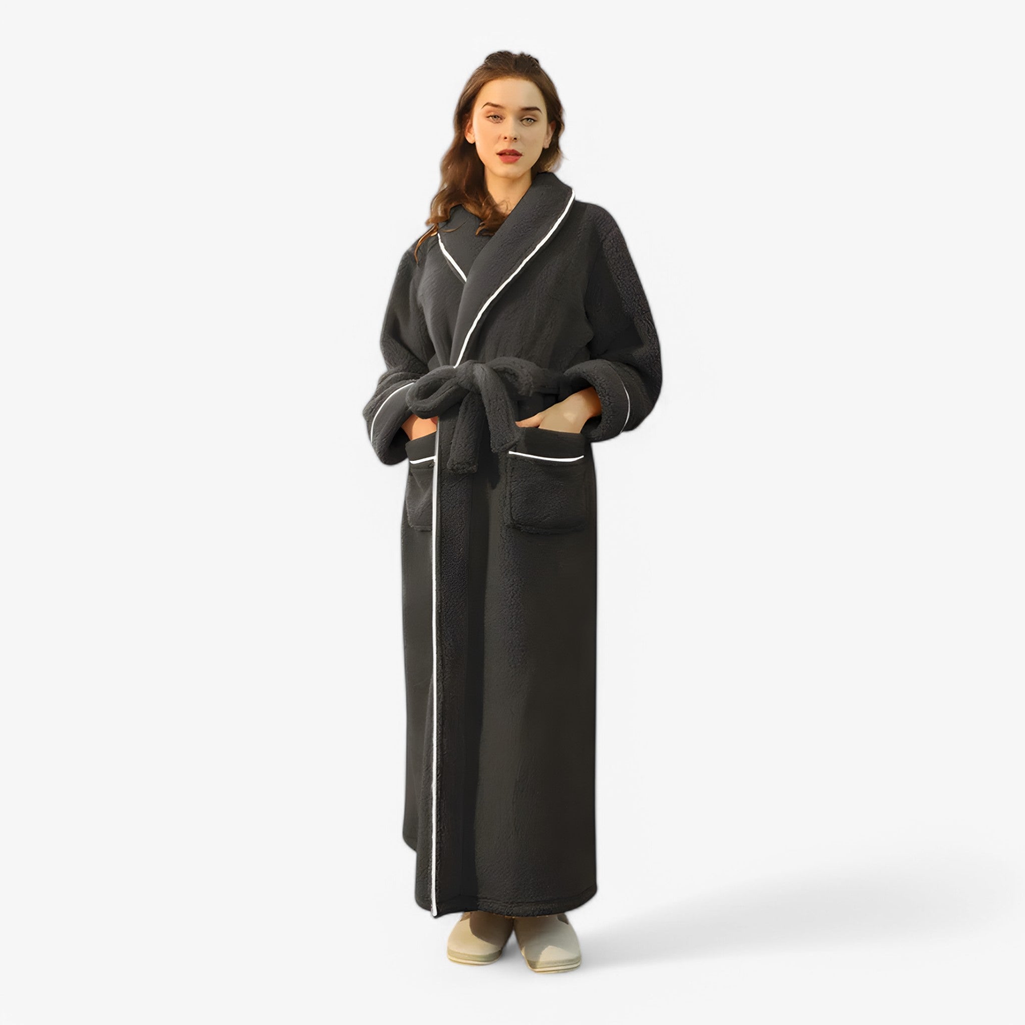 Accappatoio Uomo/Donna in Spugna di Cotone Morbido con Cappuccio, Taglie S-XL - Donna nero-grigio - accappatoio Home Decor robes - Concept Palermo