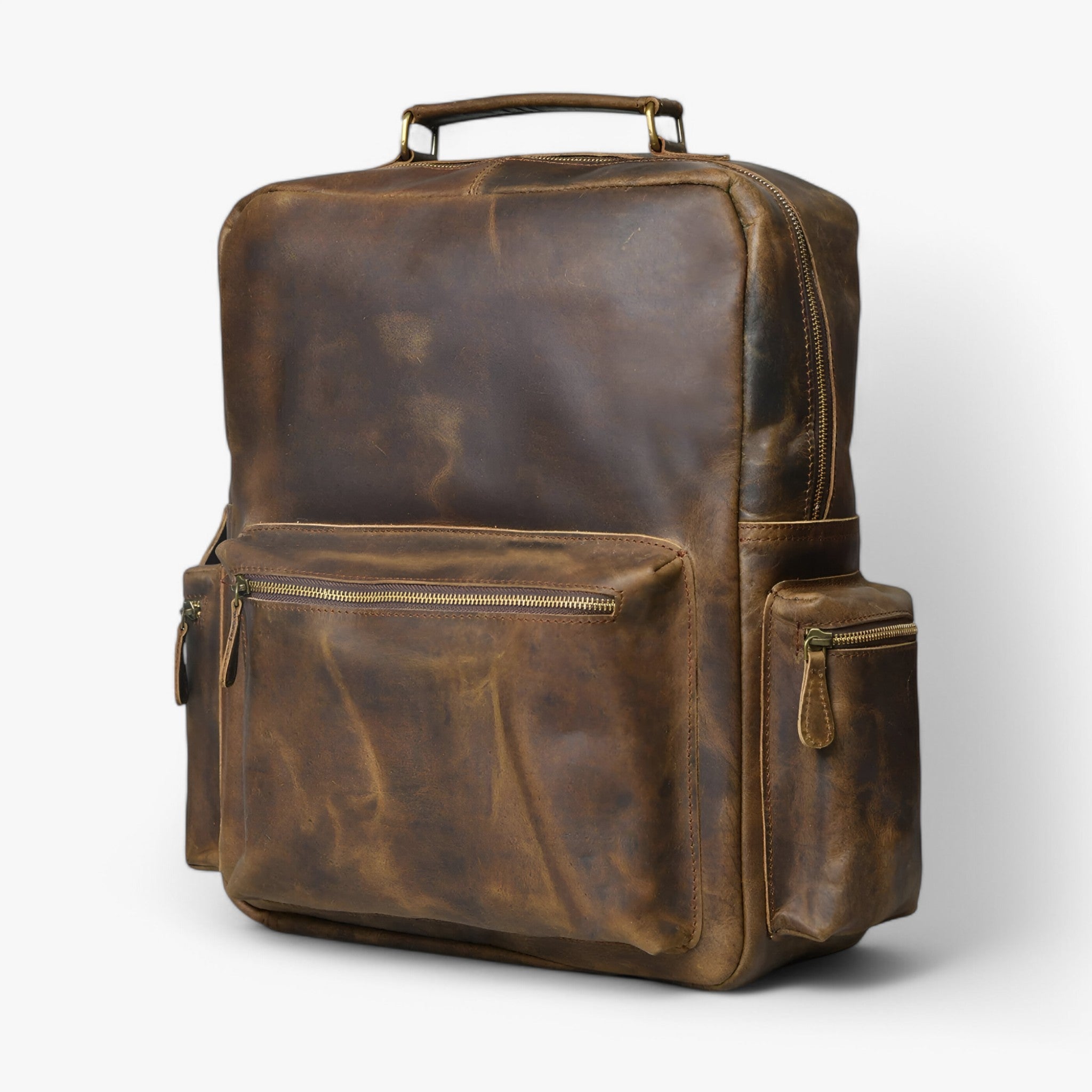 Zaino Uomo/Donna in Vera Pelle di Bufalo Marrone Vintage Grande per Viaggio e Lavoro - - bags bufalo pelle resistente spo-default spo-disabled spo-notify-me-disabled viaggio zaino zaino pelle - Concept Palermo