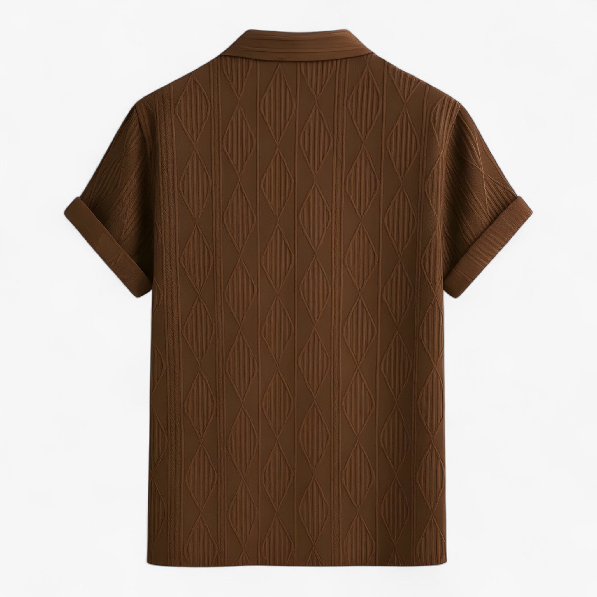 Camicia Cubana Uomo Jacquard Geometrica Elegante a Maniche Corte - - camicia camicia cubana cubana geometrica jacquard men's top clothes uomo - Concept Palermo