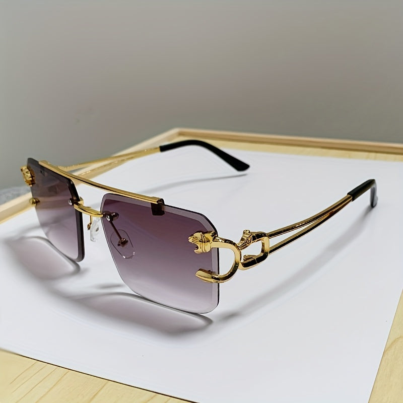 Occhiali da Sole Uomo Quadrati Oro Senza Montatura, Eleganti e alla Moda - - alla Fashion Sunglasses moda montatura occhiali paio paio occhiali quadrati sole Sunglasses - Concept Palermo