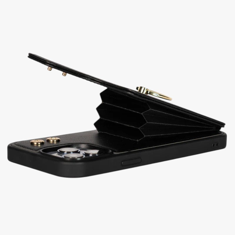 Custodia telefono in ecopelle nera, con scomparto carte brevettato - - accessoires brevettato carte custodia custodia telefono Dames Mode ecopelle gadgets nera new_for_google scomparto Telefoon - Concept Palermo