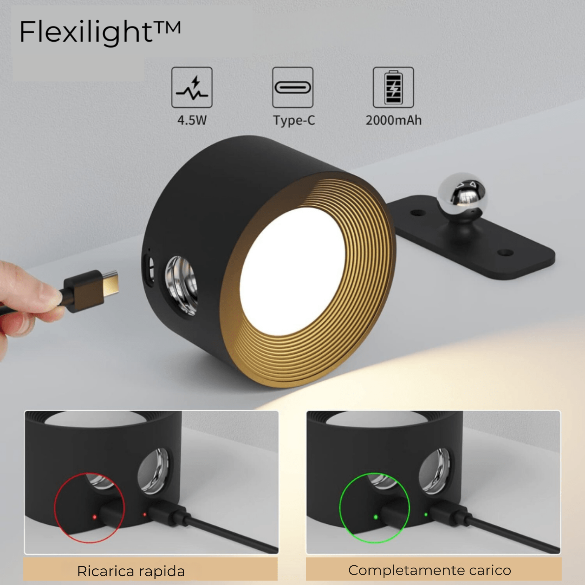 Lampada da parete wireless ricaricabile a 360° - - home home & garden lampada lampada parete parete ricaricabile Væglamper wireless - Concept Palermo