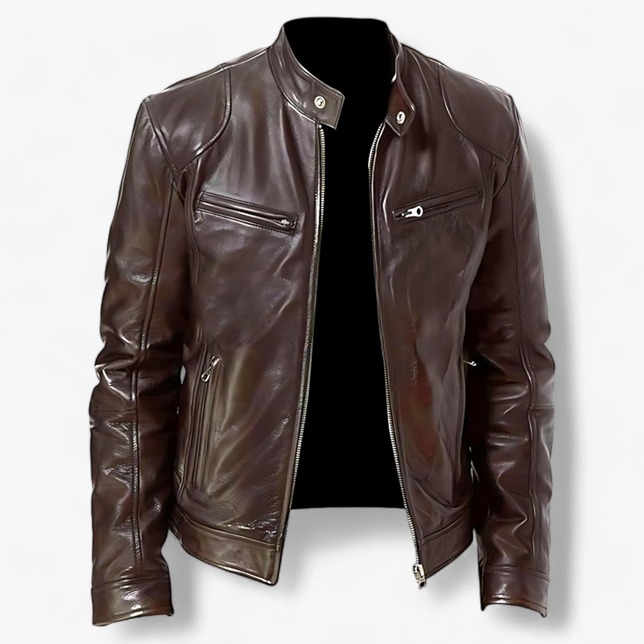 Giacca in Pelle per Uomini per Moto - Slim Fit e Protezione dal Vento - Marrone - giacca giacca pelle Men men's coats & jackets moto pelle protezione slim uomini - Concept Palermo