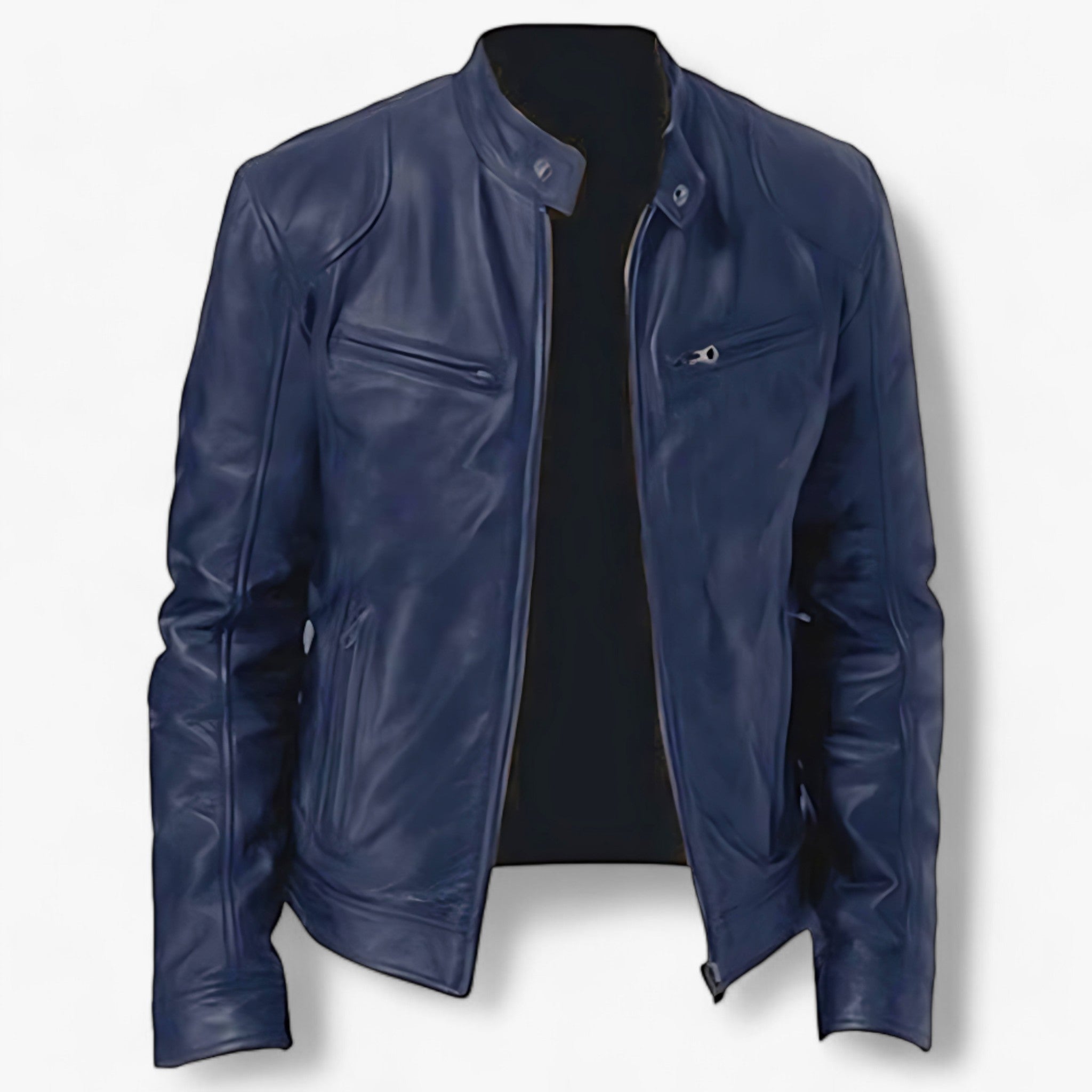 Giacca in Pelle per Uomini per Moto - Slim Fit e Protezione dal Vento - Blu - giacca giacca pelle Men men's coats & jackets moto pelle protezione slim uomini - Concept Palermo