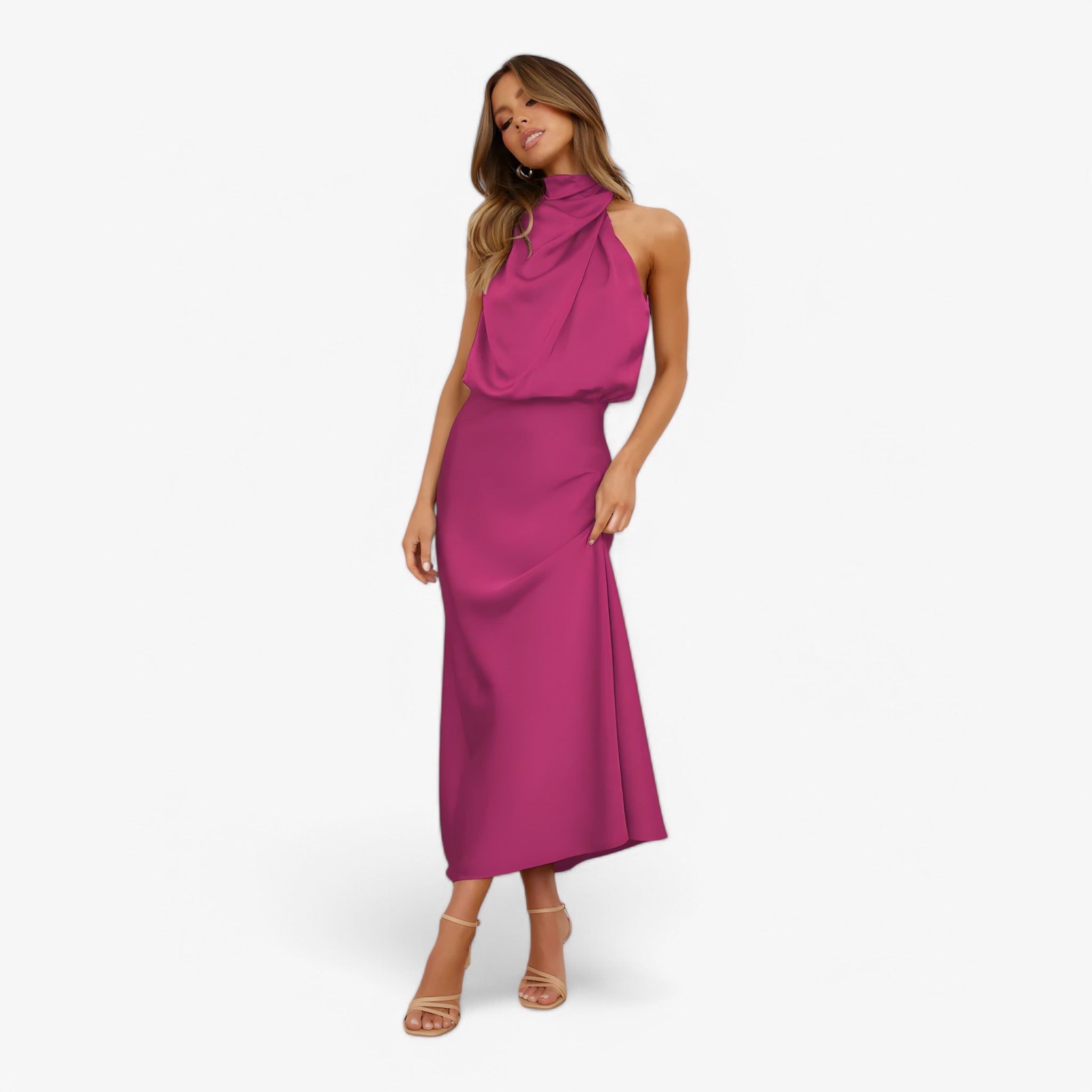 Abito da Donna in Raso Elegante - Vari Colori e Taglie Disponibili - Viola - abito abito raso donna dresses grazioso raso - Concept Palermo