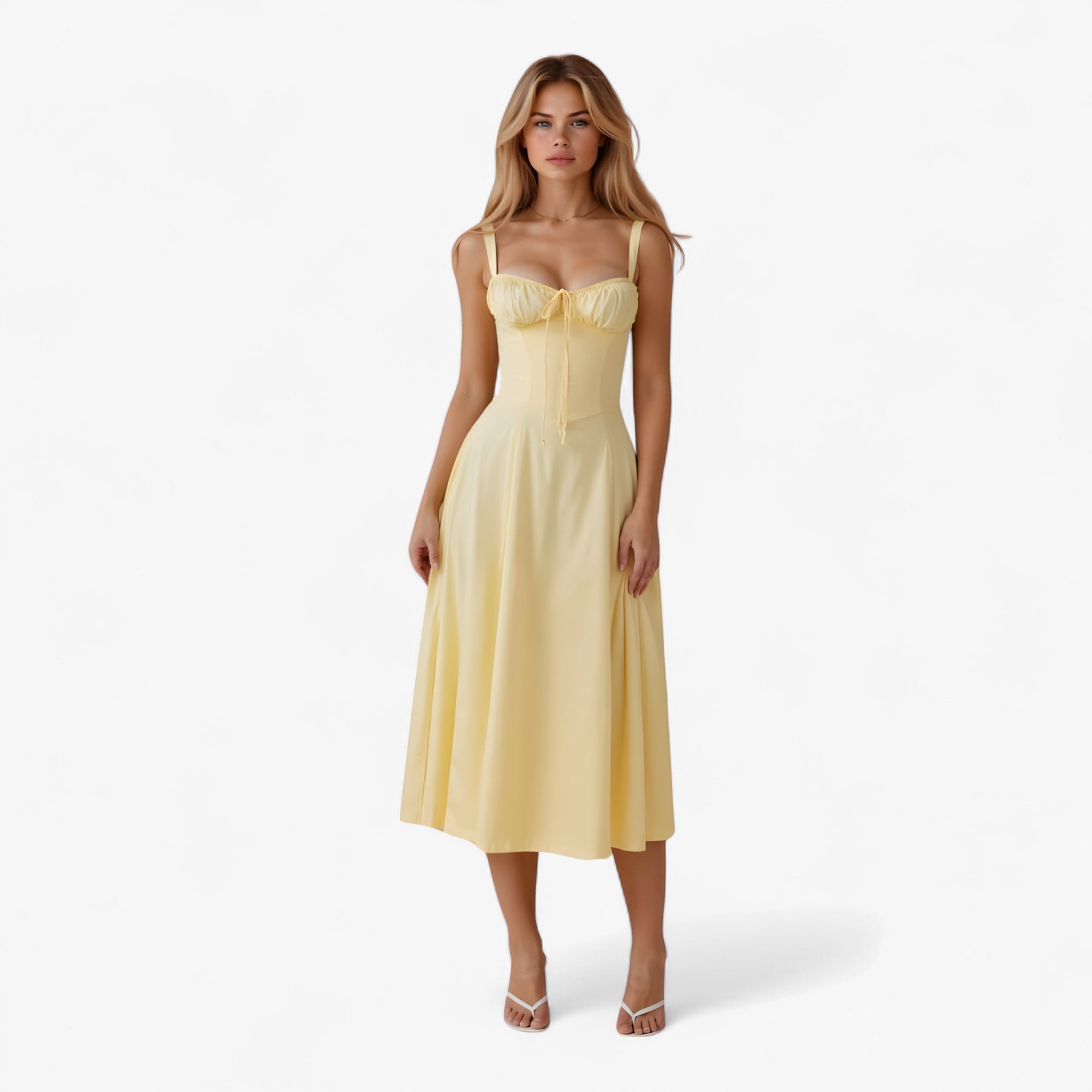 Vestito Donna Viscosa Blu Notte Elegante e Comodo - Giallo chiaro - breathable dresses casual dresses donna dresses female dress notte vestito vestito donna viscosa - Concept Palermo