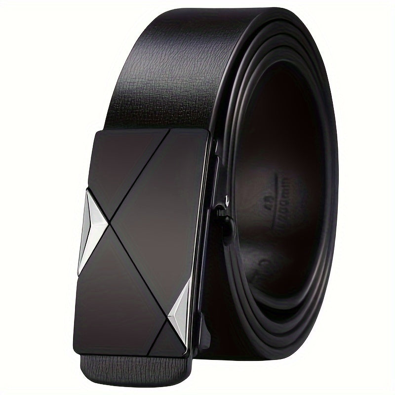 Cintura Uomo in Vera Pelle Nera con Fibbia Automatica Elegante per Abiti Formali e Casual - - auto automatica cintura cintura uomo fibbia men's belt pelle uomo vera - Concept Palermo
