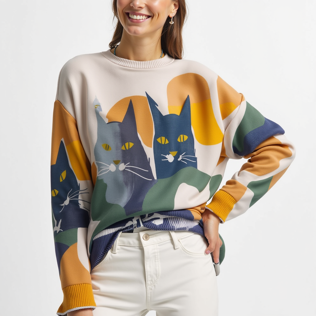 Maglione Kattens Måneskin Lino Donna - - donna huisdieren katten kattens lino maglione maglione kattens måneskin women's sweater - Concept Palermo