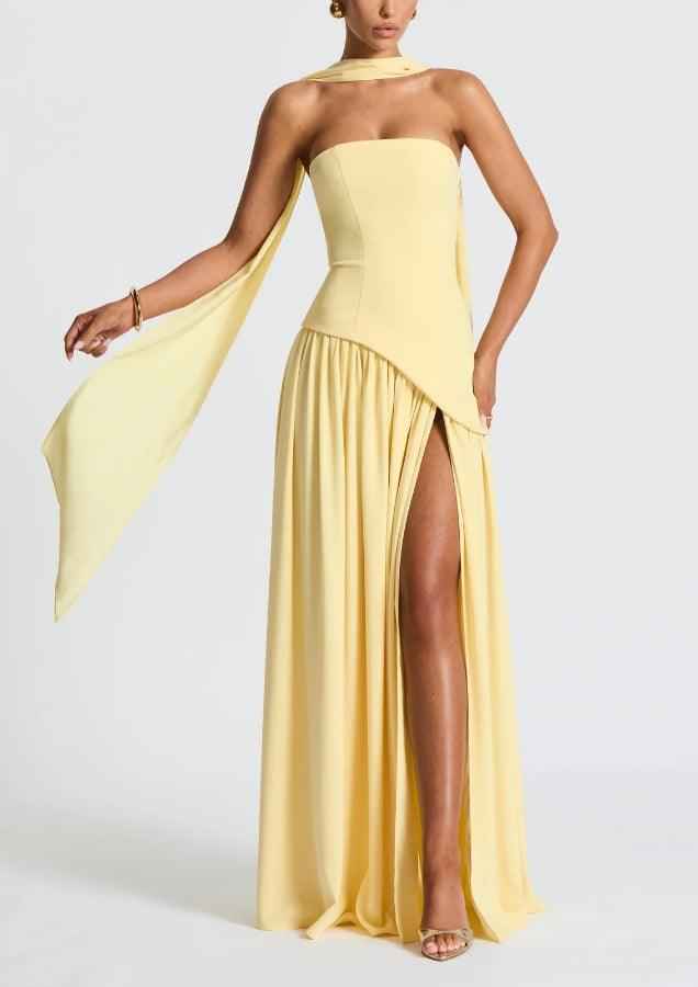 Robe longue fluide fendue femme - Élégante, confortable, sans bretelles avec ruban - Jaune - 202505 BEST202507 BEST202509 bretelles Casual Dresses cross-from-marche-lino-15834377748829 Dresses détail femme fente latérale Maxi Dresses New-google Party Dresses robe robe femme ruban SALE Vacation Dresses Wedding Guest Dresses WHZ XH25 - Concept Palermo