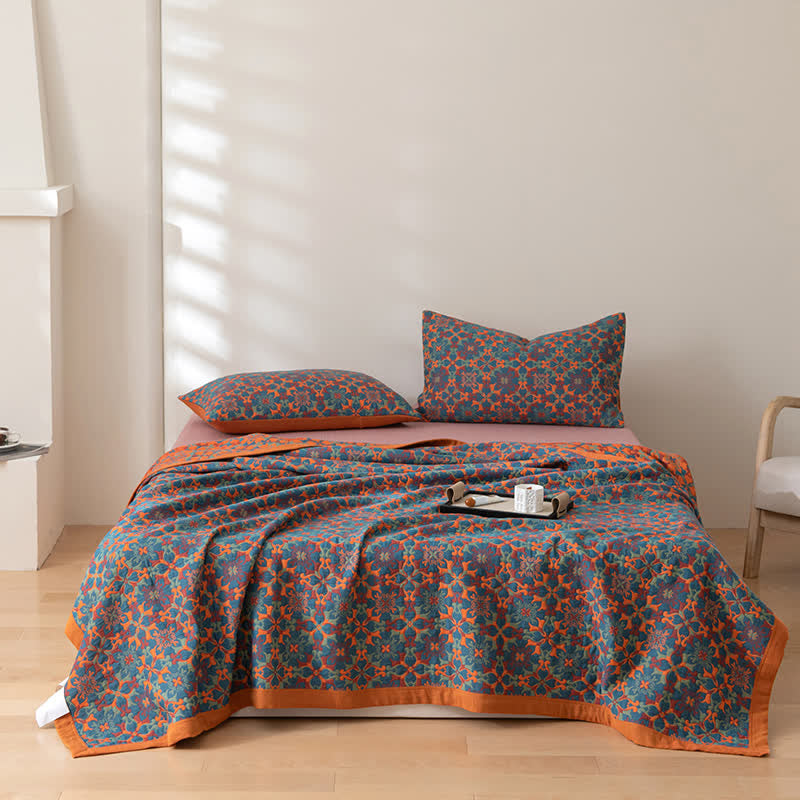 Quilt in cotone a sei strati con motivo arancione e blu - - Blanket comforter cotone home & garden motivo quilt quilt cotone quilts strati - Concept Palermo