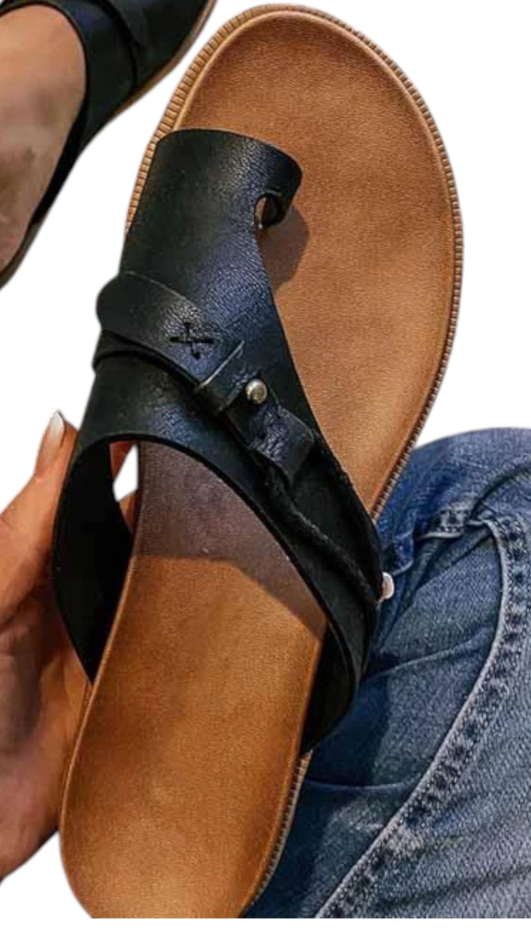 Sandali artigianali in pelle con fascia incrociata e anello per il dito Donna - Nero - Accessoires anello artigianali Dames dito donna elisa | sandali artigianali in pelle con fascia incrociata e anello per il dito - €25 fascia incrociata pelle Sandalen Schoenen - Concept Palermo