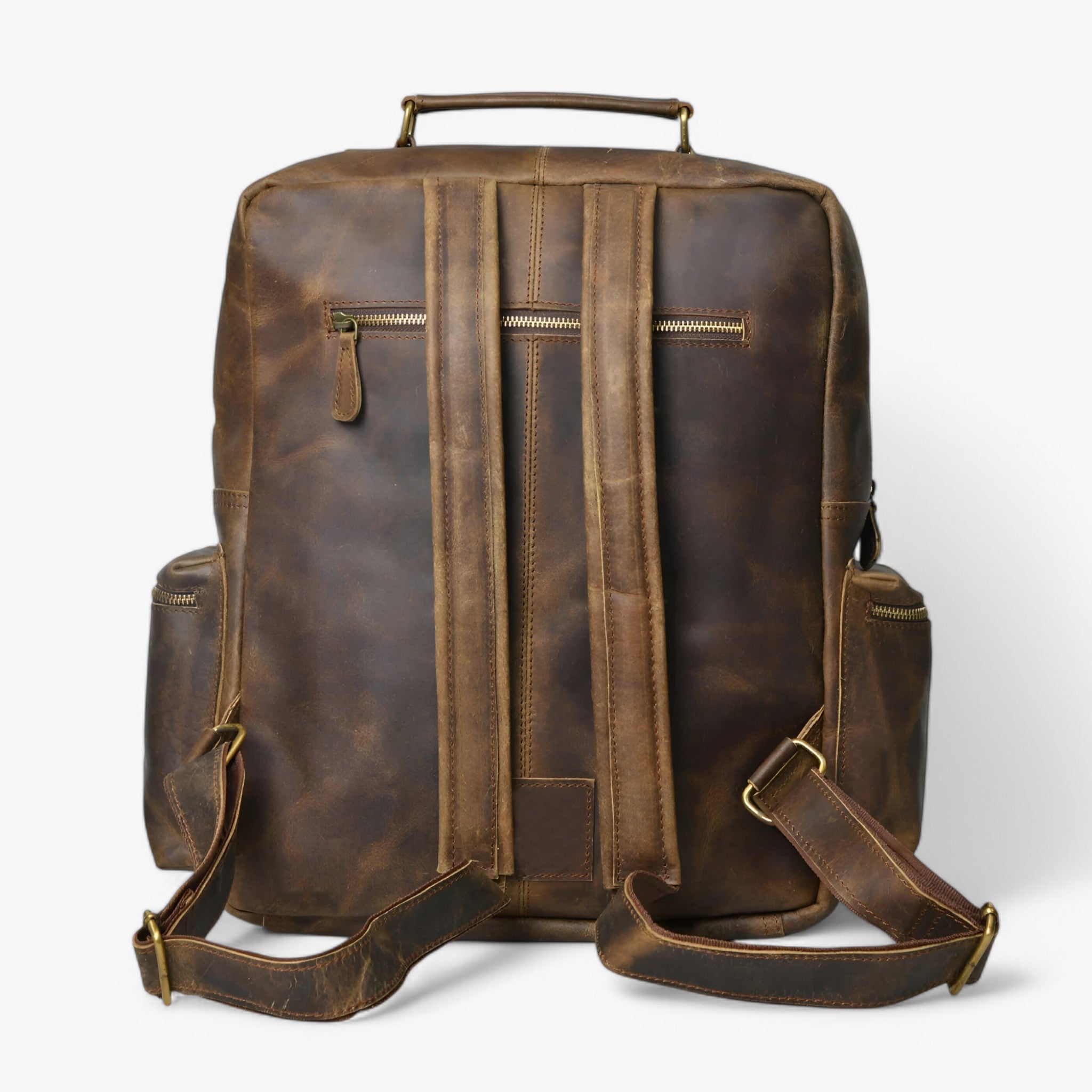 Zaino Uomo/Donna in Vera Pelle di Bufalo Marrone Vintage Grande per Viaggio e Lavoro - - bags bufalo pelle resistente spo-default spo-disabled spo-notify-me-disabled viaggio zaino zaino pelle - Concept Palermo