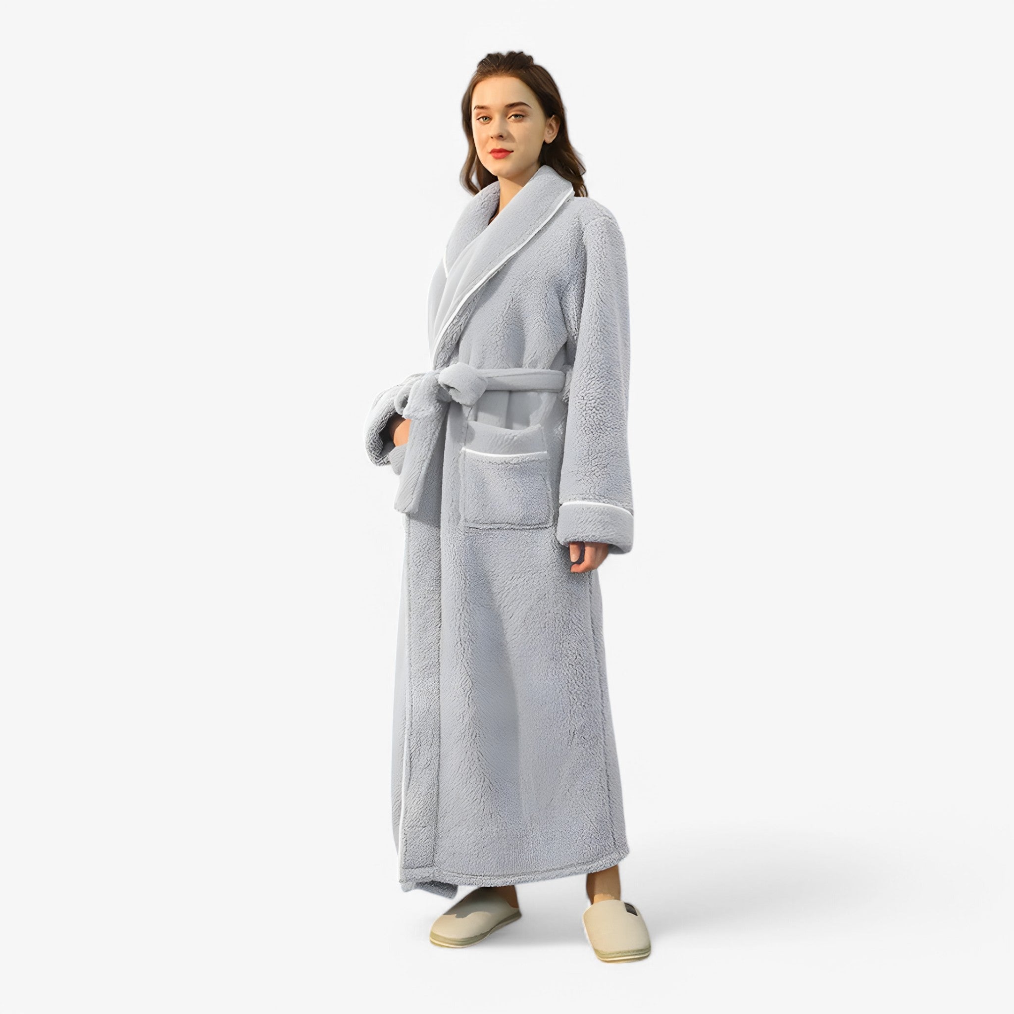 Accappatoio Uomo/Donna in Spugna di Cotone Morbido con Cappuccio, Taglie S-XL - Donna grigio chiaro - accappatoio Home Decor robes - Concept Palermo