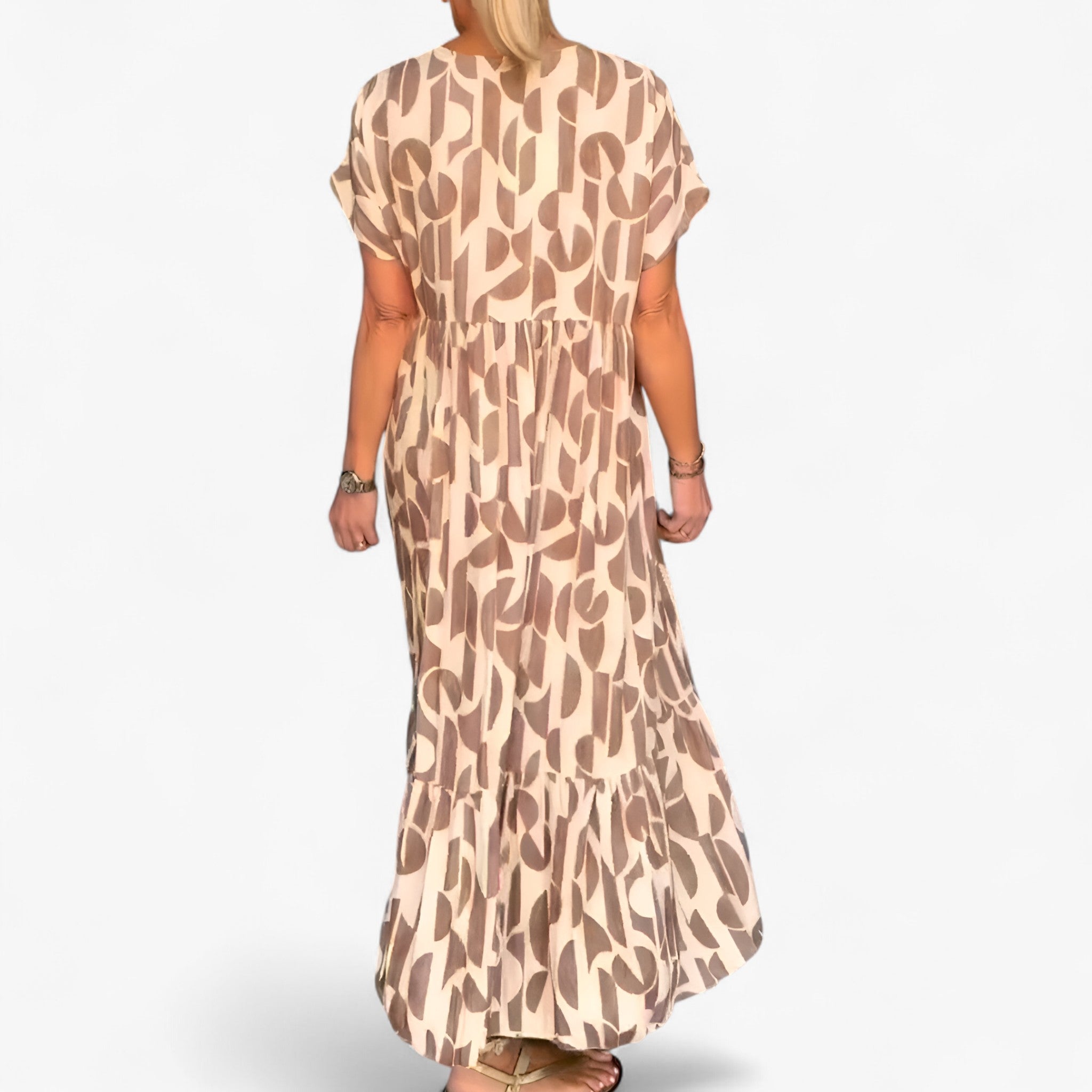Vestido estampado con escote en V para mujer