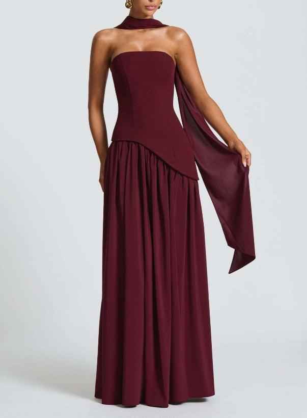 Robe longue fluide fendue femme - Élégante, confortable, sans bretelles avec ruban - Rouge Bourgogne - 202505 BEST202507 BEST202509 bretelles Casual Dresses cross-from-marche-lino-15834377748829 Dresses détail femme fente latérale Maxi Dresses New-google Party Dresses robe robe femme ruban SALE Vacation Dresses Wedding Guest Dresses WHZ XH25 - Concept Palermo