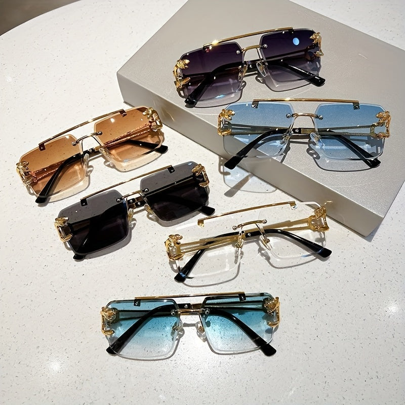 Occhiali da Sole Uomo Quadrati Oro Senza Montatura, Eleganti e alla Moda - - alla Fashion Sunglasses moda montatura occhiali paio paio occhiali quadrati sole Sunglasses - Concept Palermo