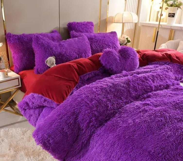 Set (5 pezzi) Coperta in microfibra morbida e spessa per l'inverno - Viola - Blankets coperta Fleece home & garden inverno microfibra morbida pezzi pezzi coperta spessa - Concept Palermo