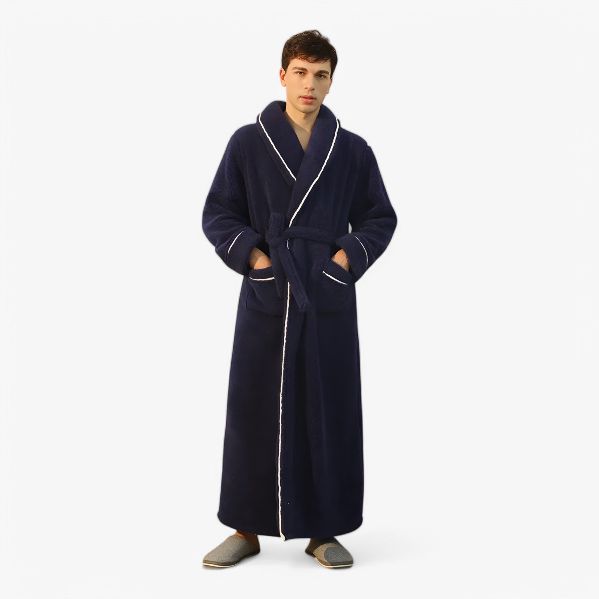Accappatoio Uomo/Donna in Spugna di Cotone Morbido con Cappuccio, Taglie S-XL - Uomo blu scuro - accappatoio Home Decor robes - Concept Palermo
