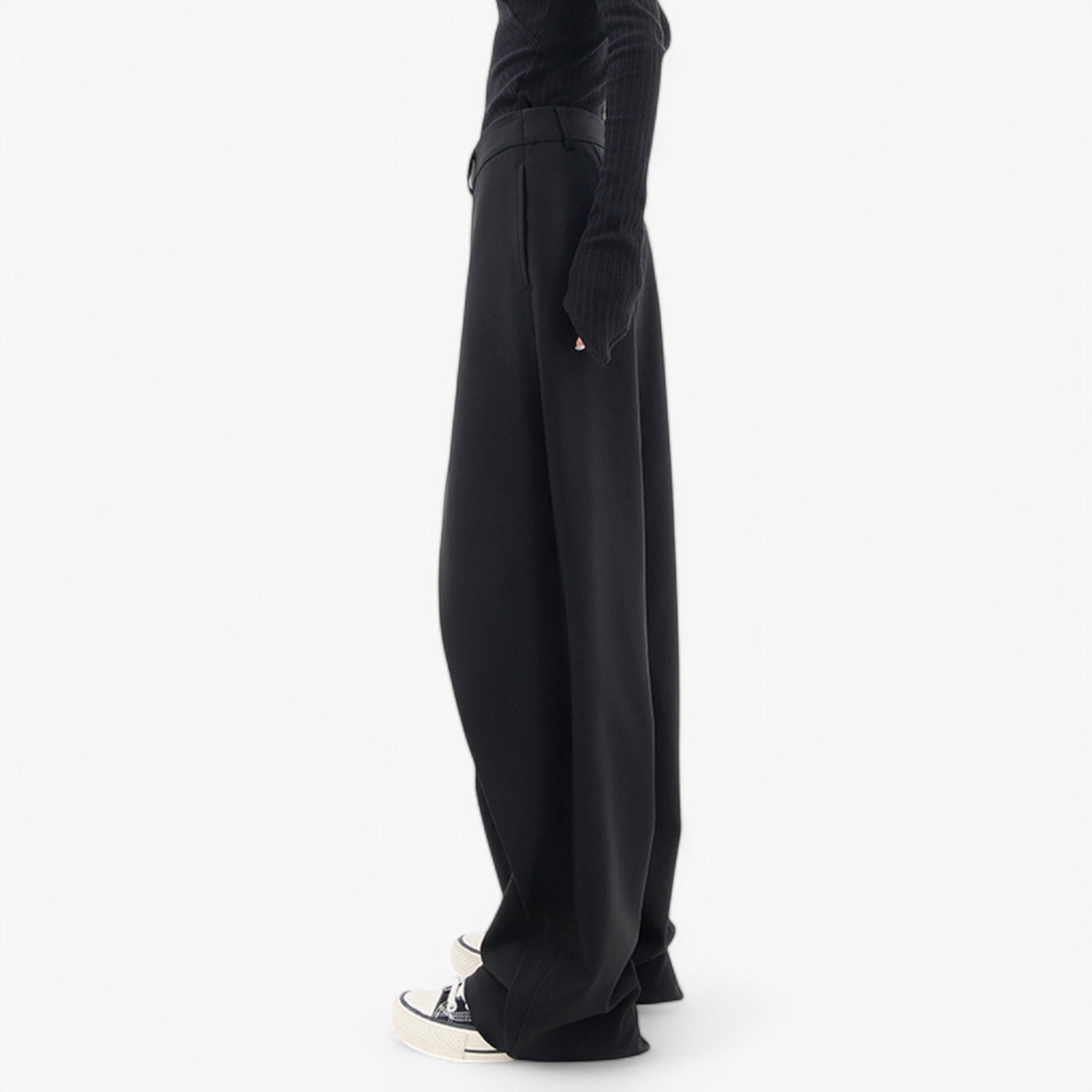 Pantaloni Baggy Moderni Unisex in Cotone Nero con Vita Alta - - baggy moderni pantaloni pantaloni baggy pants - Concept Palermo